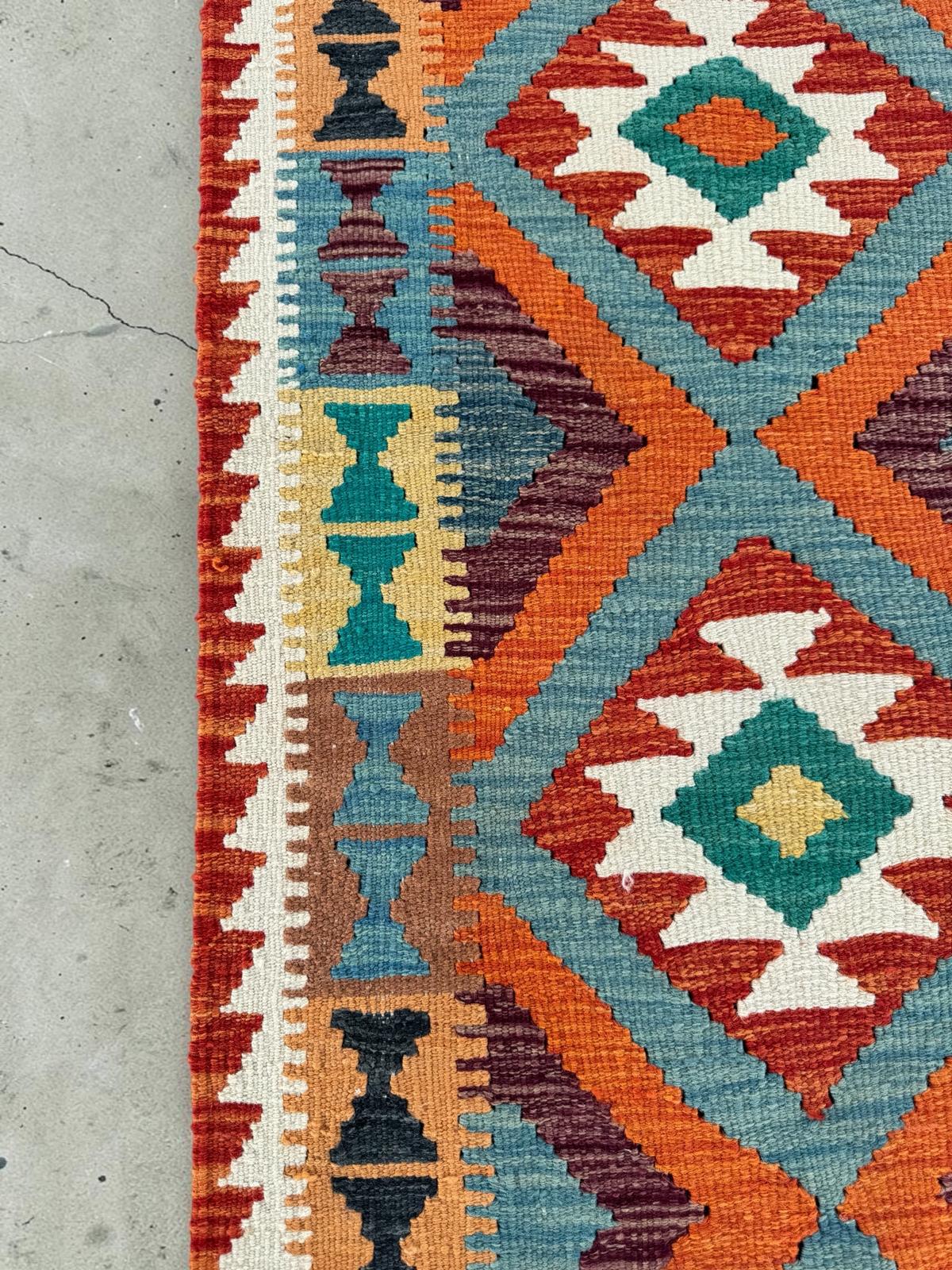 Handmade Afghan Chobi Kilim Runner Rug 203 CM x 72 CM SK # 1423