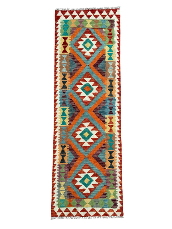 Handmade Afghan Chobi Kilim Runner Rug 203 CM x 72 CM SK # 1423