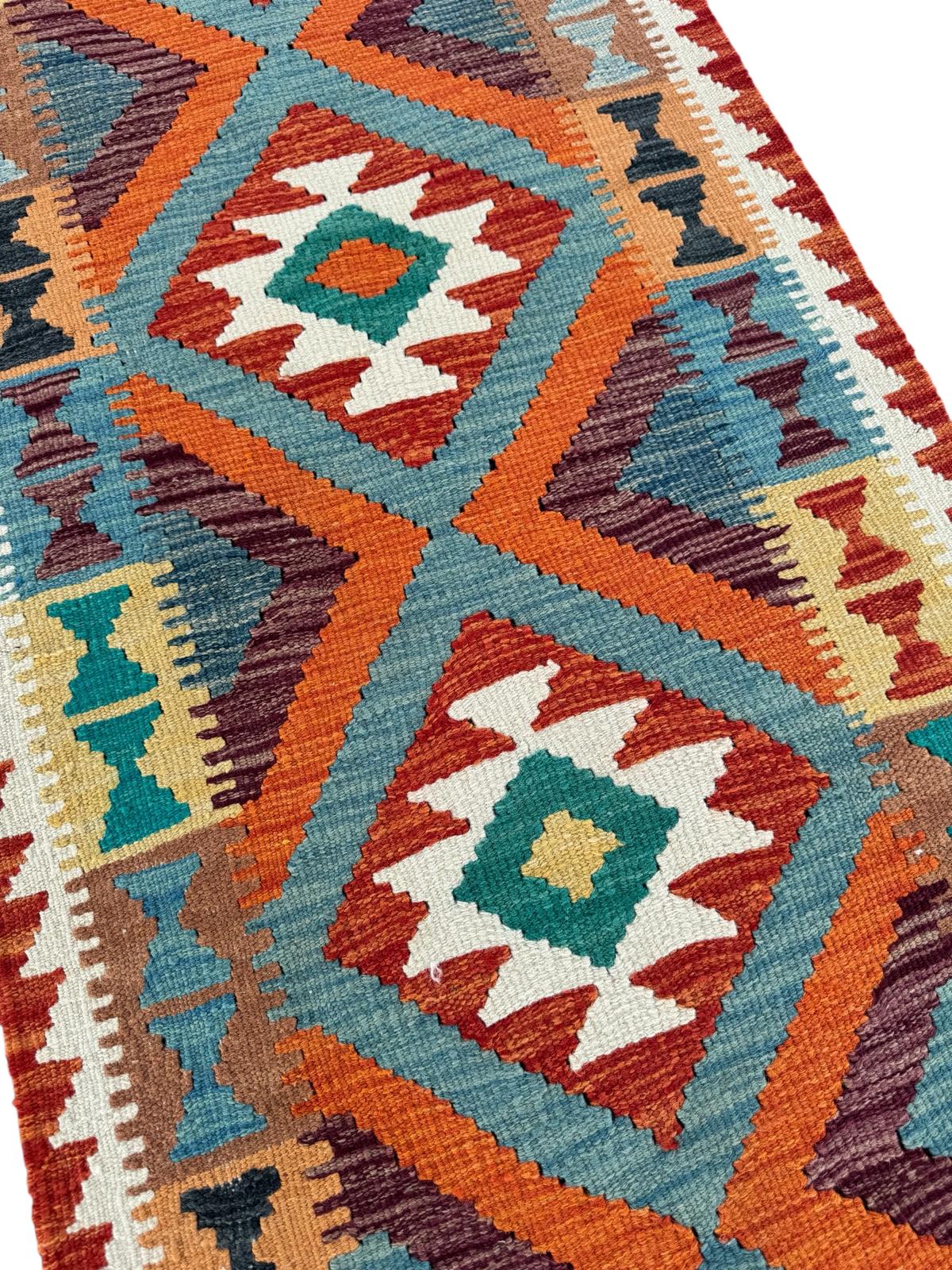 Handmade Afghan Chobi Kilim Runner Rug 203 CM x 72 CM SK # 1423
