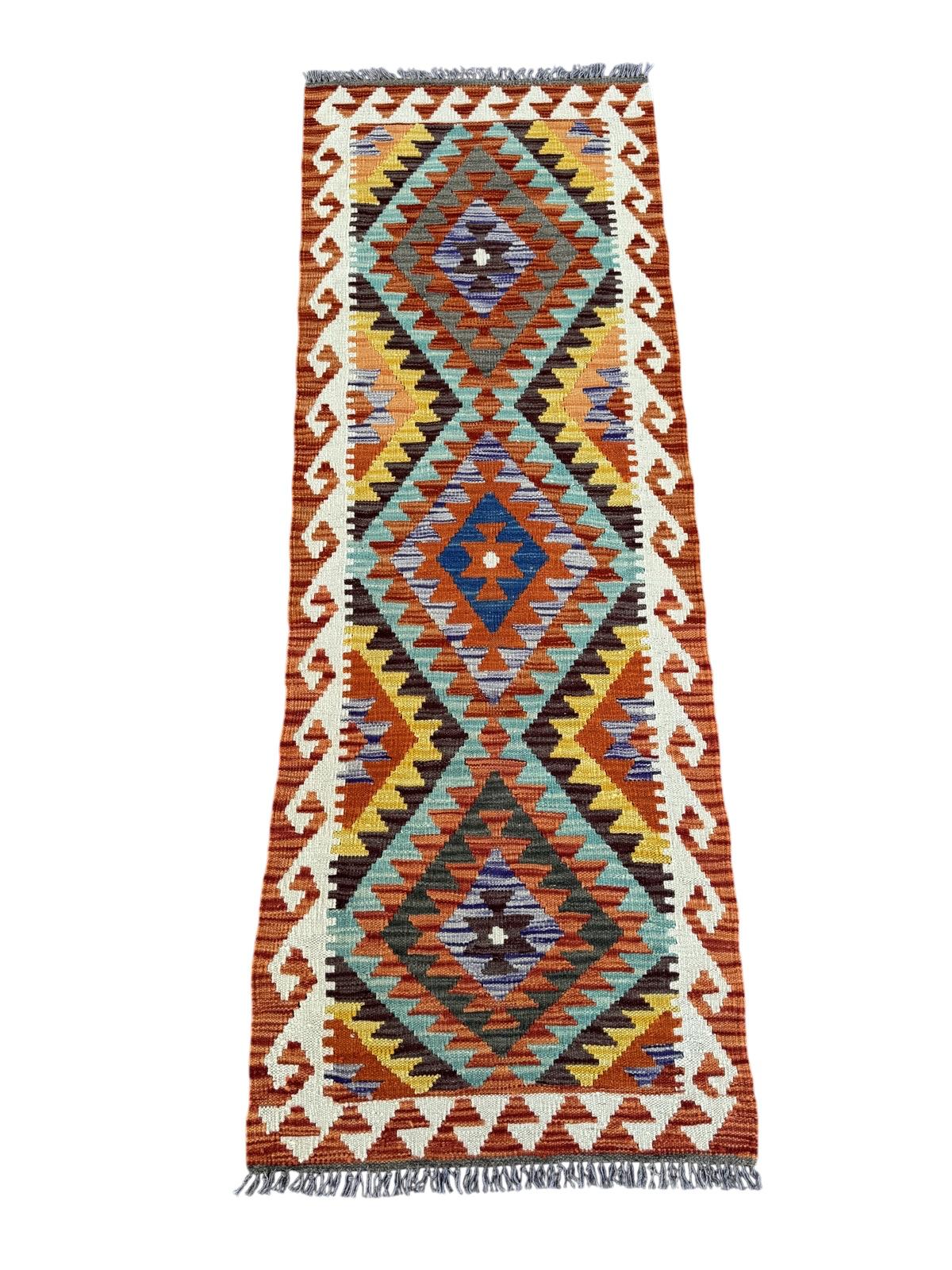 Handmade Afghan Chobi Kilim Runner Rug 200 CM x 72 CM SK # 1424