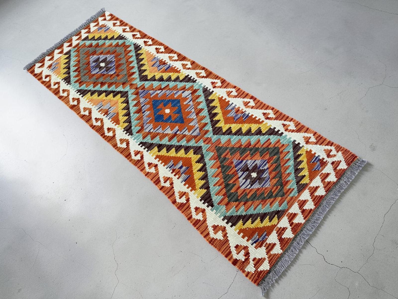 Handmade Afghan Chobi Kilim Runner Rug 200 CM x 72 CM SK # 1424