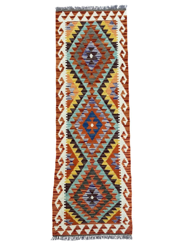 Handmade Afghan Chobi Kilim Runner Rug 200 CM x 72 CM SK # 1424