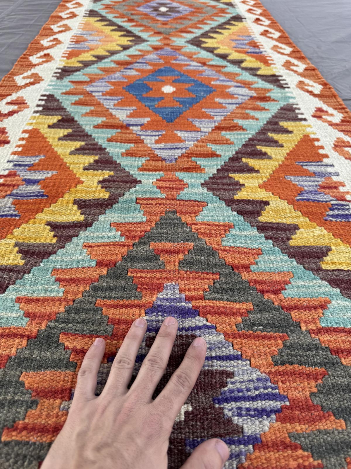 Handmade Afghan Chobi Kilim Runner Rug 200 CM x 72 CM SK # 1424