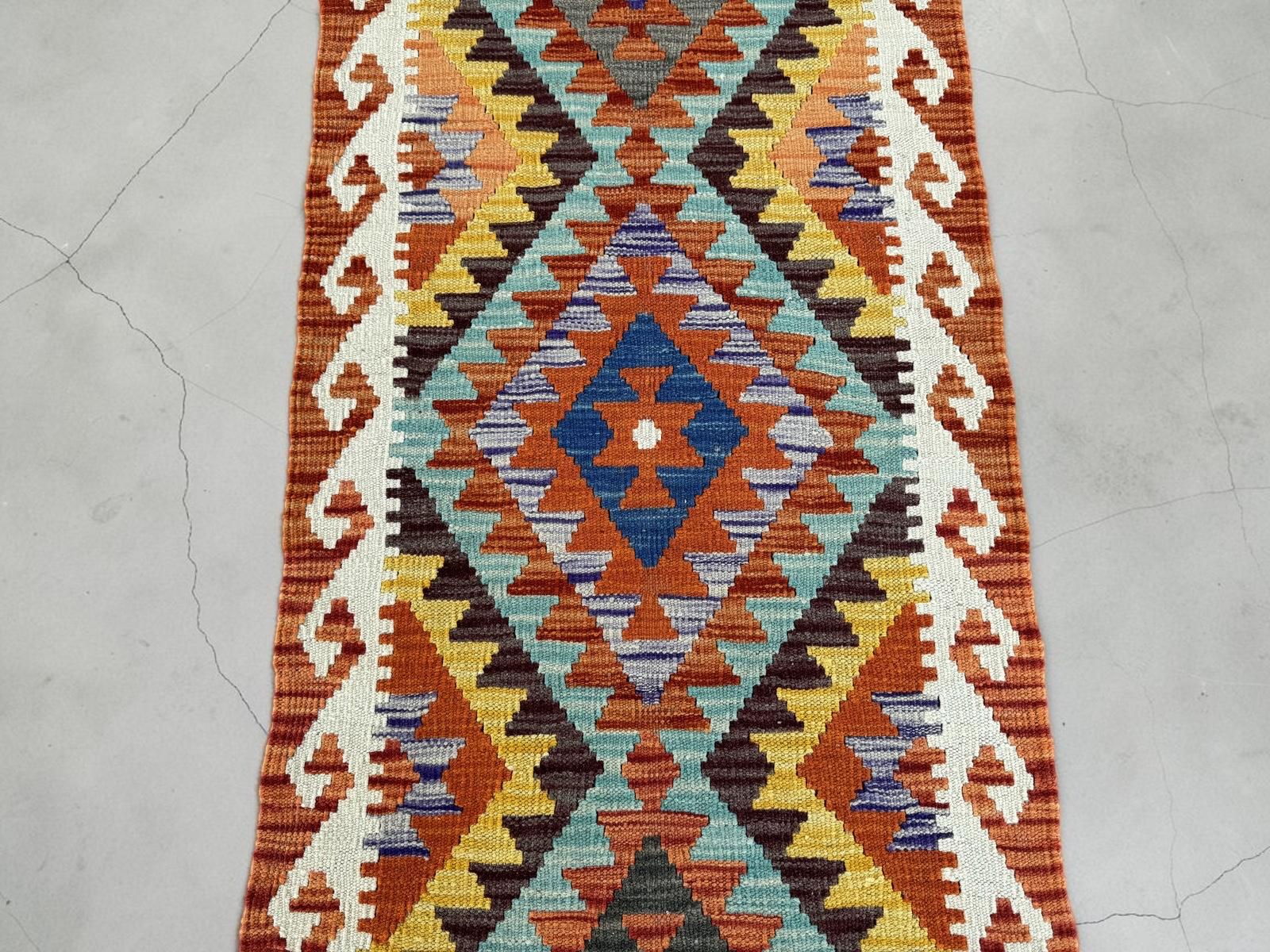 Handmade Afghan Chobi Kilim Runner Rug 200 CM x 72 CM SK # 1424