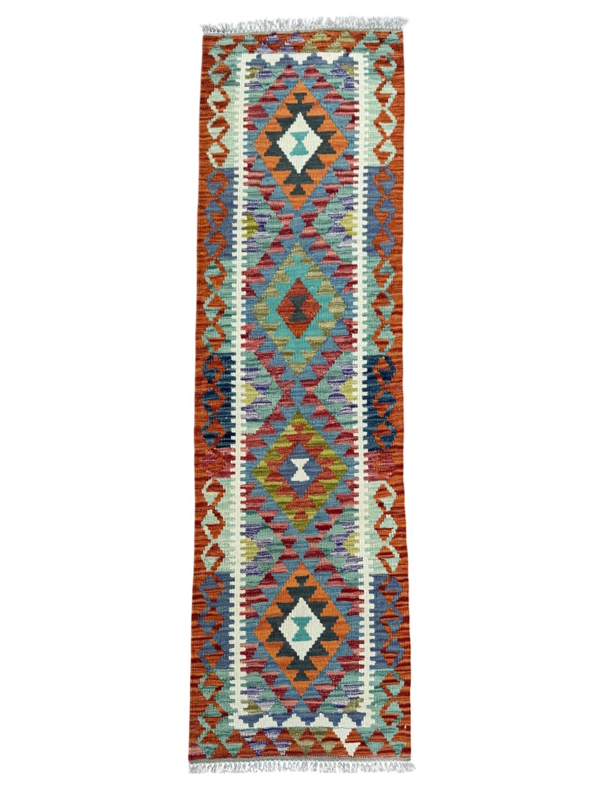Handmade Afghan Chobi Kilim Runner Rug 203 CM x 64 CM SK # 1425