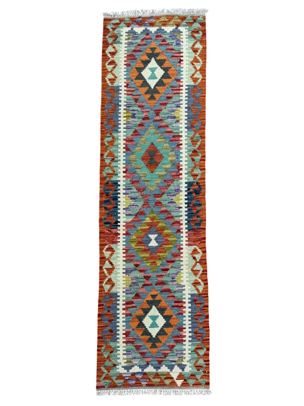 Handmade Afghan Chobi Kilim Runner Rug 203 CM x 64 CM SK # 1425