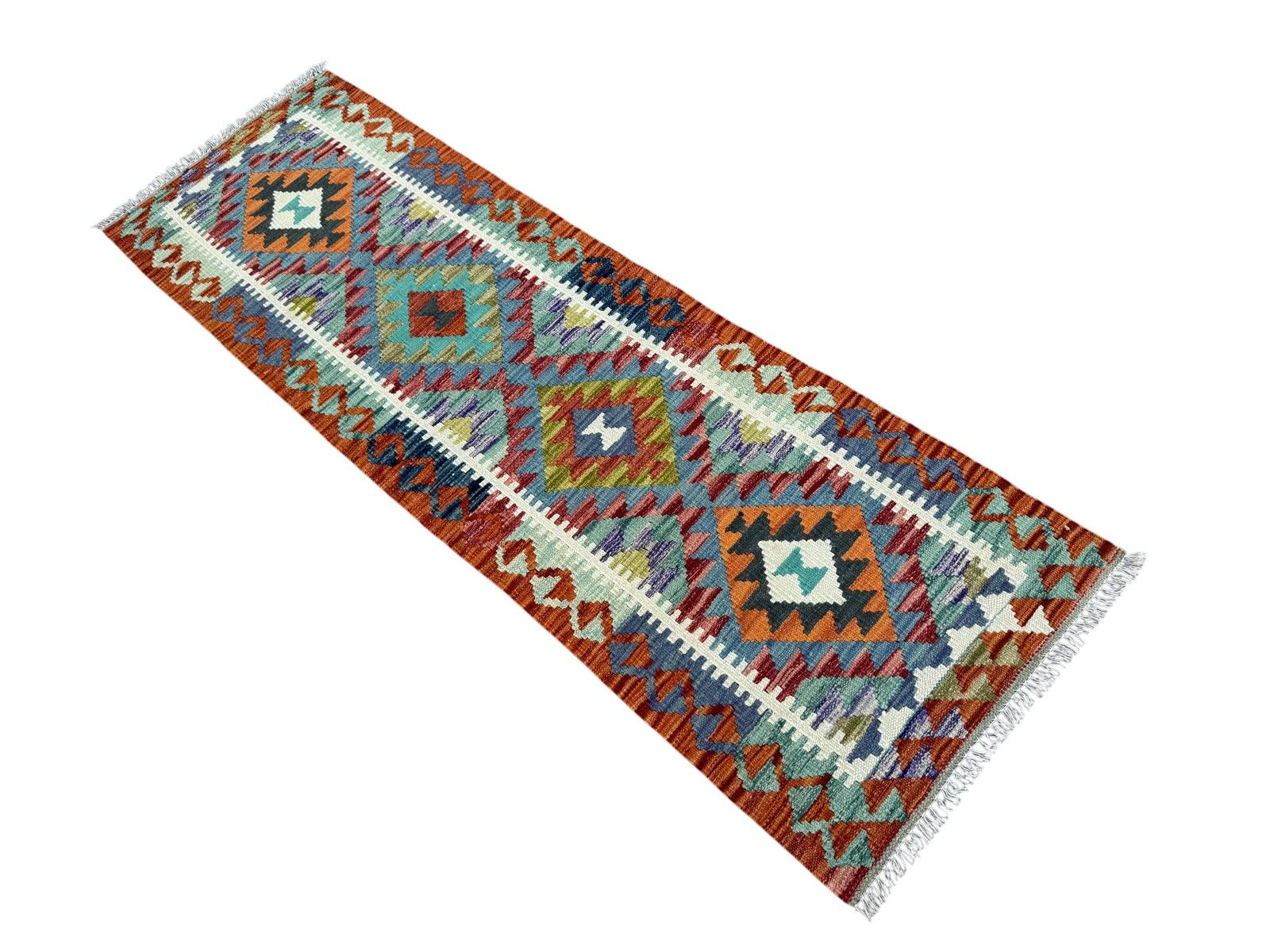 Handmade Afghan Chobi Kilim Runner Rug 203 CM x 64 CM SK # 1425