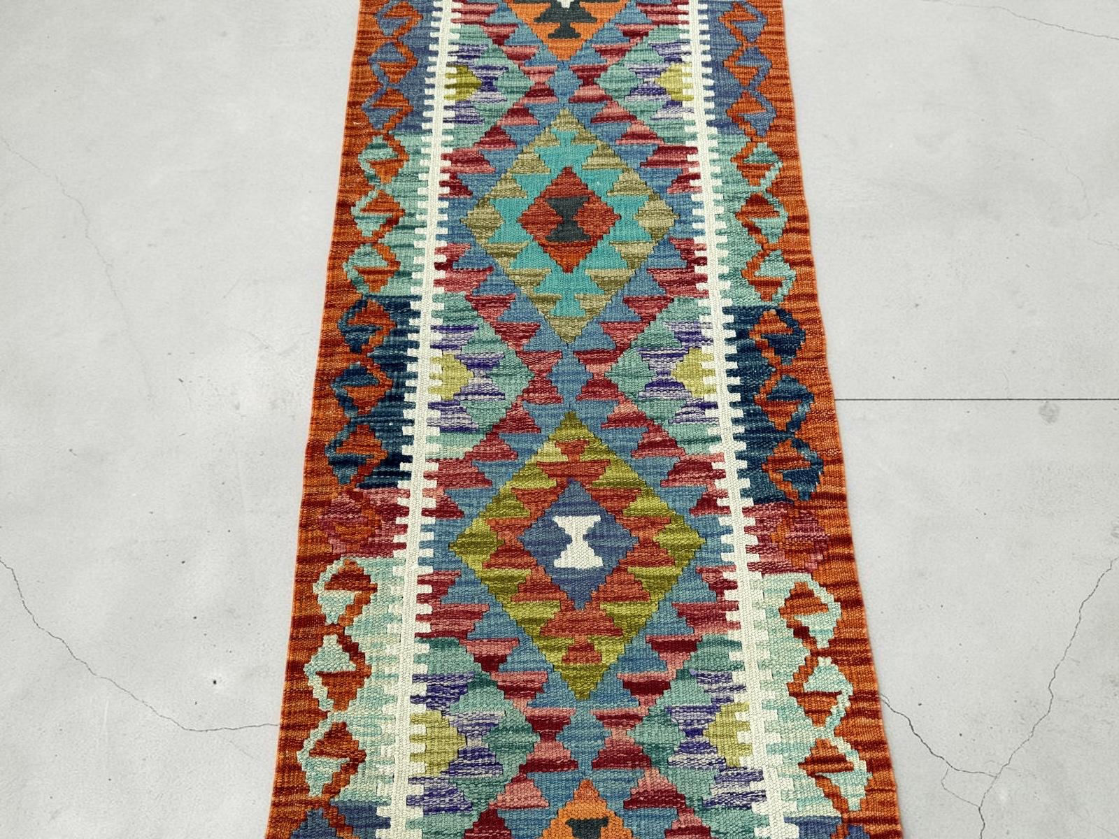 Handmade Afghan Chobi Kilim Runner Rug 203 CM x 64 CM SK # 1425