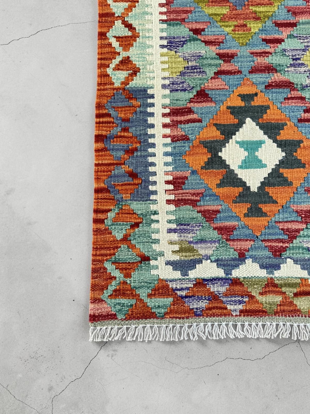 Handmade Afghan Chobi Kilim Runner Rug 203 CM x 64 CM SK # 1425