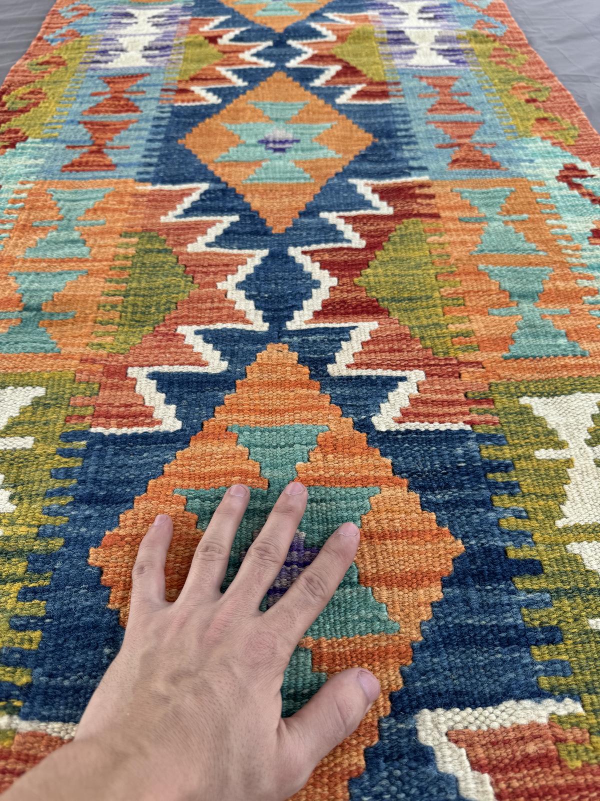 Handmade Afghan Chobi Kilim Runner Rug 198 CM x 67 CM SK # 1426