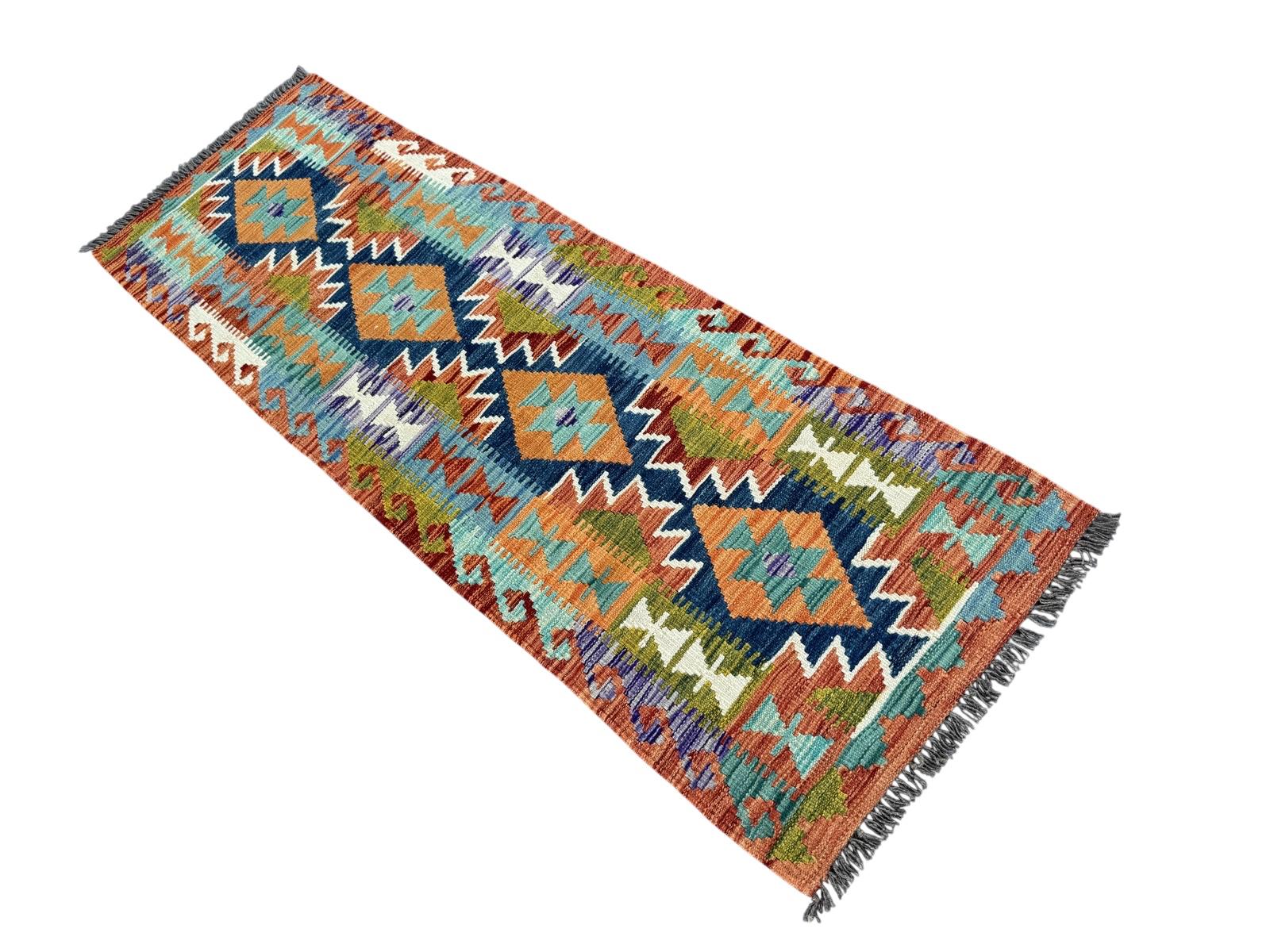 Handmade Afghan Chobi Kilim Runner Rug 198 CM x 67 CM SK # 1426