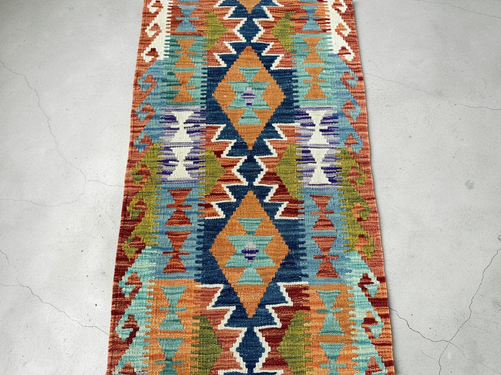 Handmade Afghan Chobi Kilim Runner Rug 198 CM x 67 CM SK # 1426