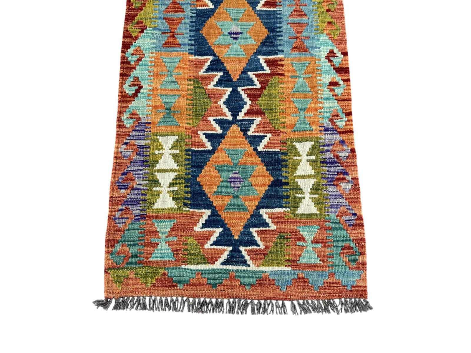 Handmade Afghan Chobi Kilim Runner Rug 198 CM x 67 CM SK # 1426