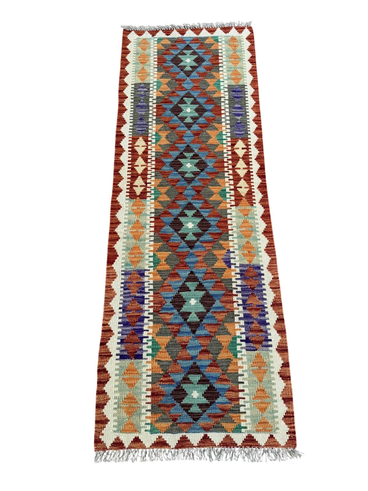 Handmade Afghan Chobi Kilim Runner Rug 201 CM x 68 CM SK # 1427