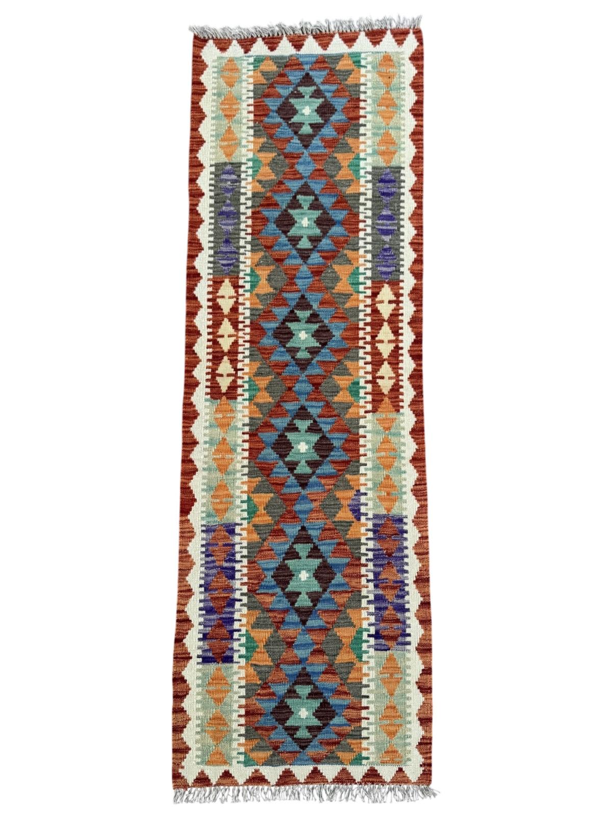 Handmade Afghan Chobi Kilim Runner Rug 201 CM x 68 CM SK # 1427