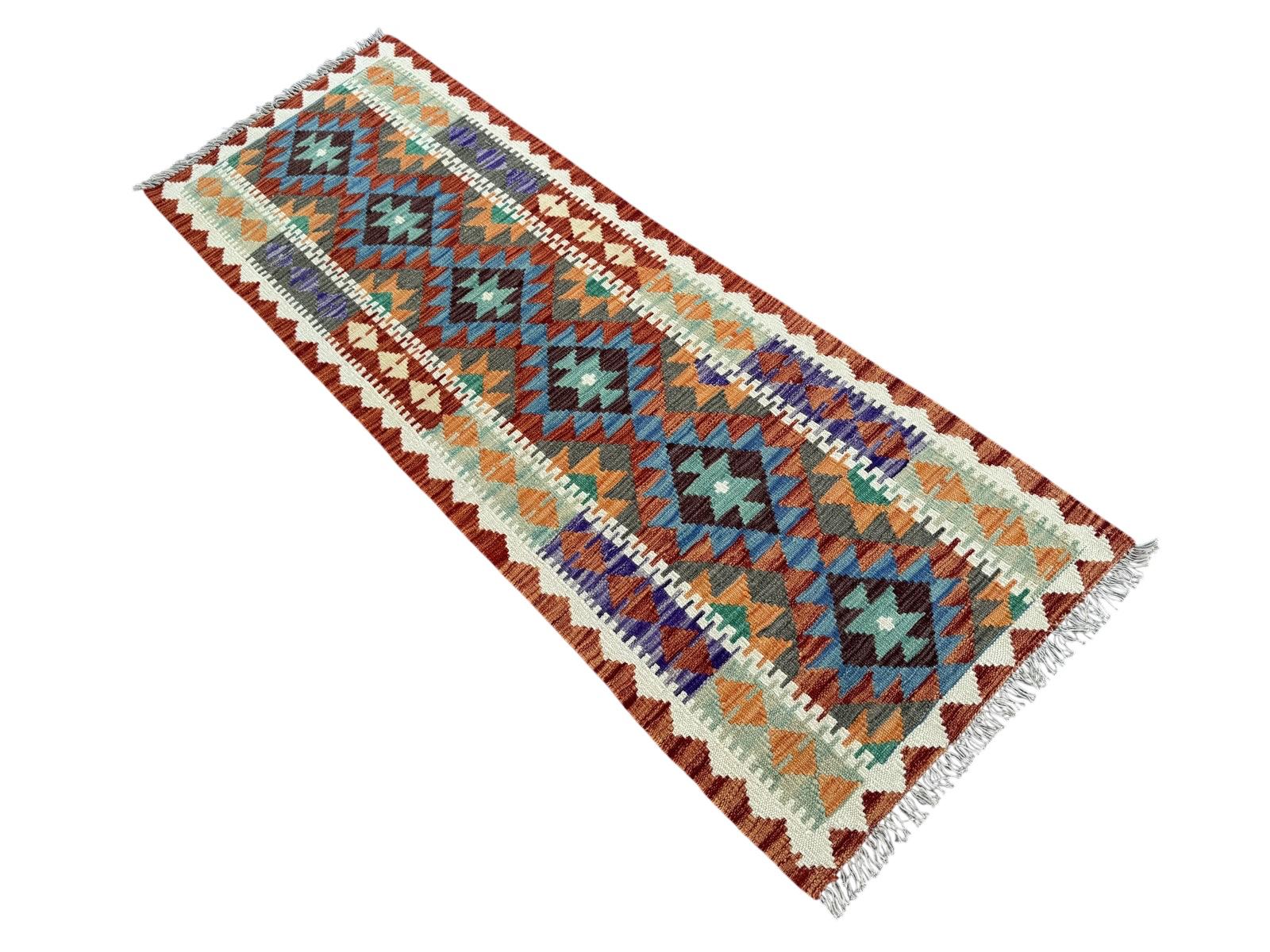 Handmade Afghan Chobi Kilim Runner Rug 201 CM x 68 CM SK # 1427