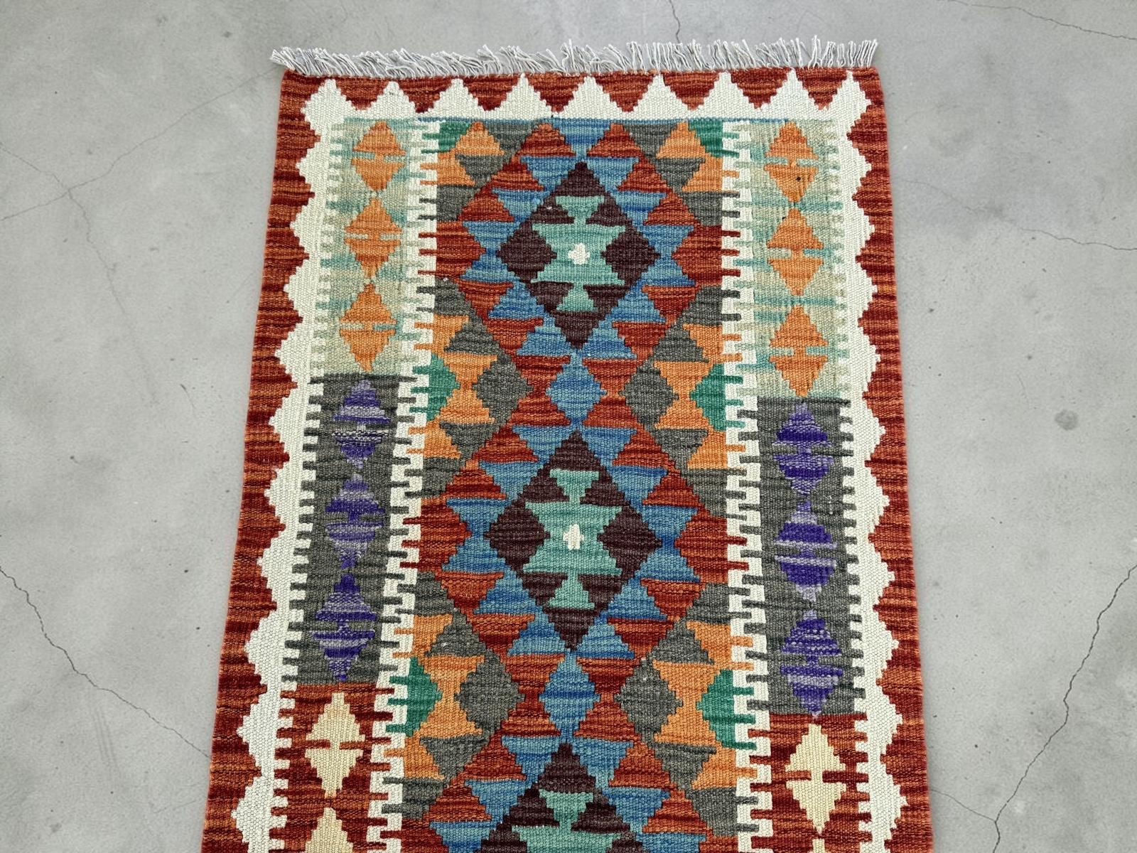 Handmade Afghan Chobi Kilim Runner Rug 201 CM x 68 CM SK # 1427