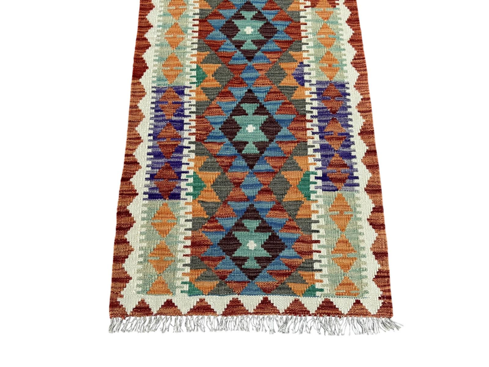 Handmade Afghan Chobi Kilim Runner Rug 201 CM x 68 CM SK # 1427