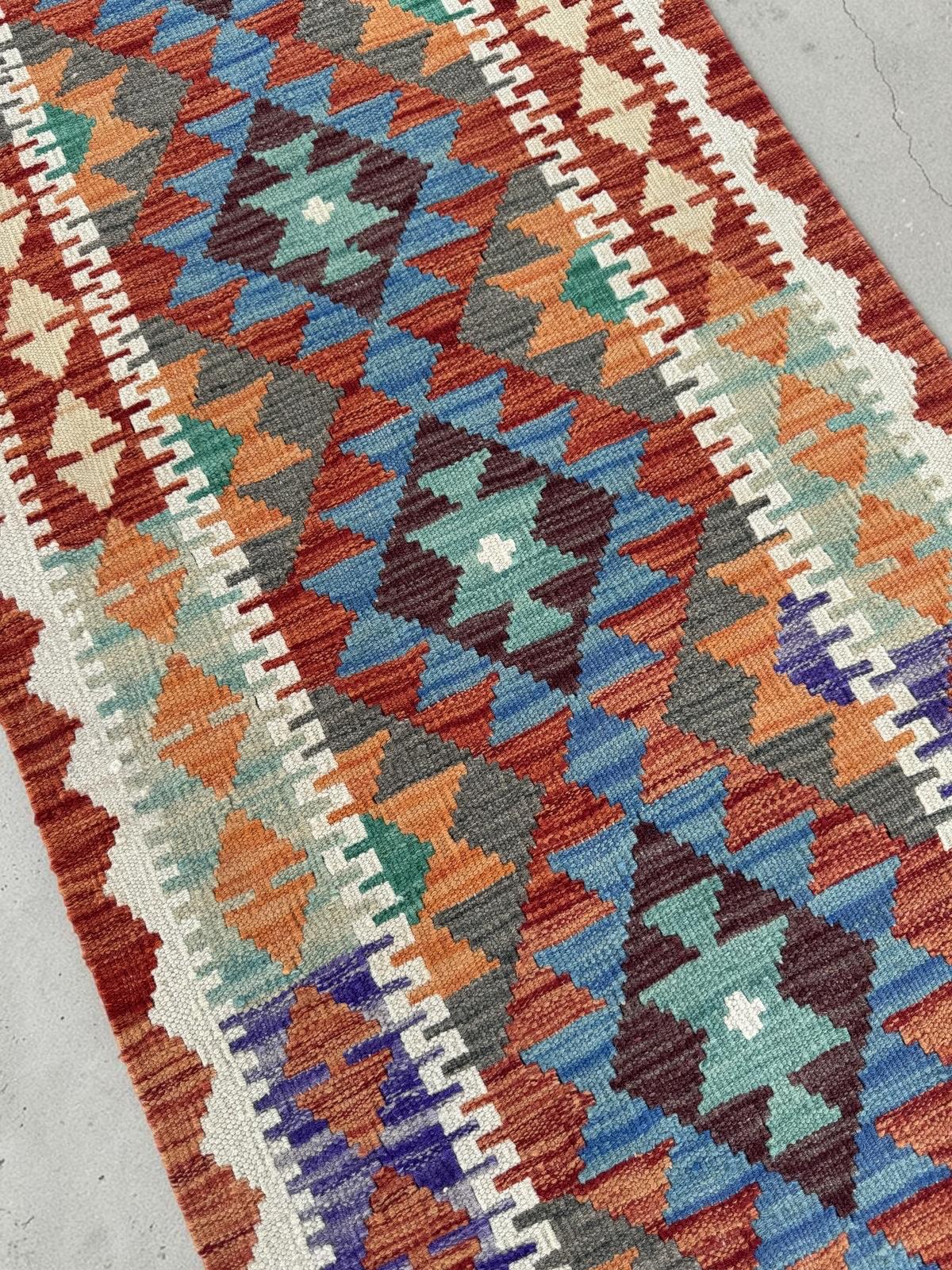 Handmade Afghan Chobi Kilim Runner Rug 201 CM x 68 CM SK # 1427