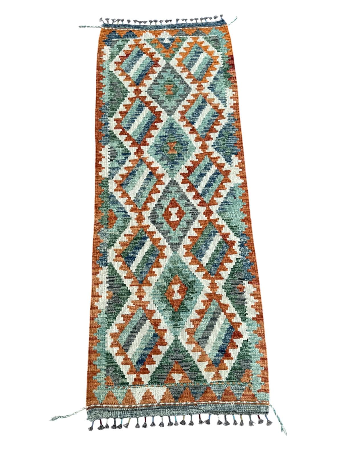 Handmade Afghan Chobi Kilim Runner Rug 197 CM x 73 CM SK#1430