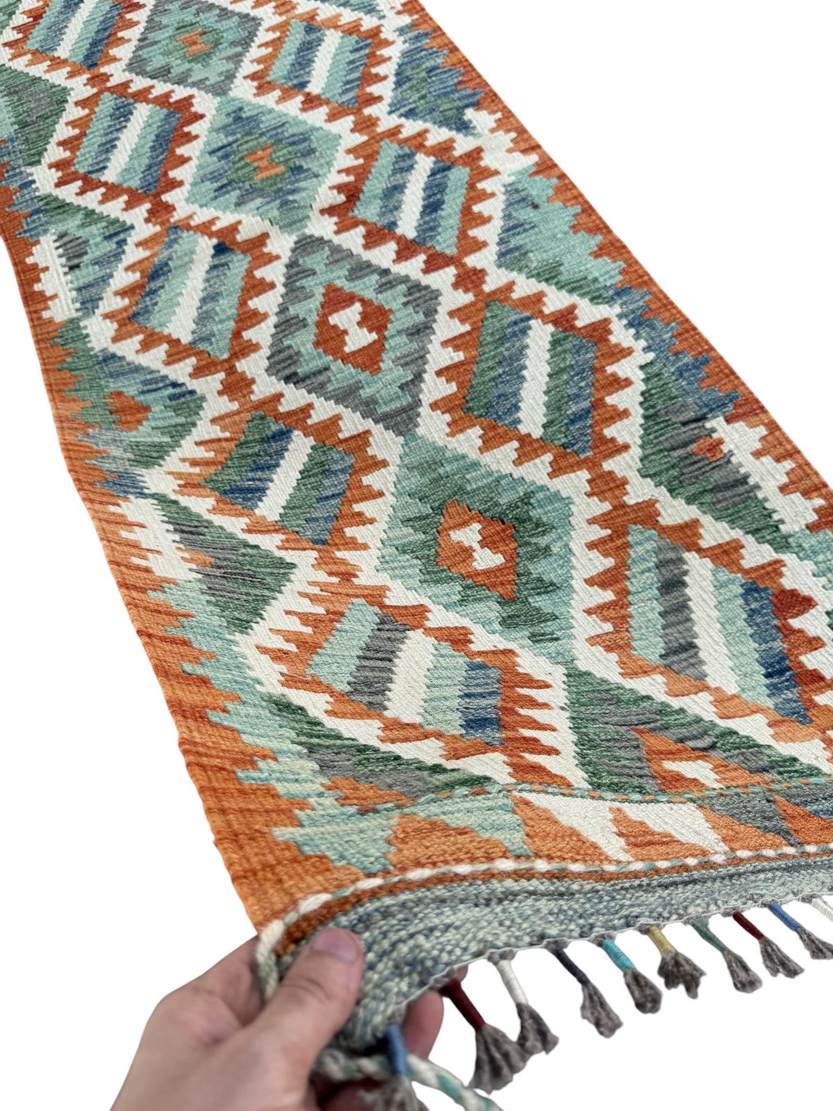 Handmade Afghan Chobi Kilim Runner Rug 197 CM x 73 CM SK#1430