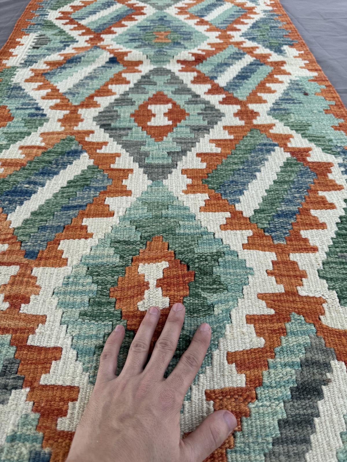 Handmade Afghan Chobi Kilim Runner Rug 197 CM x 73 CM SK#1430