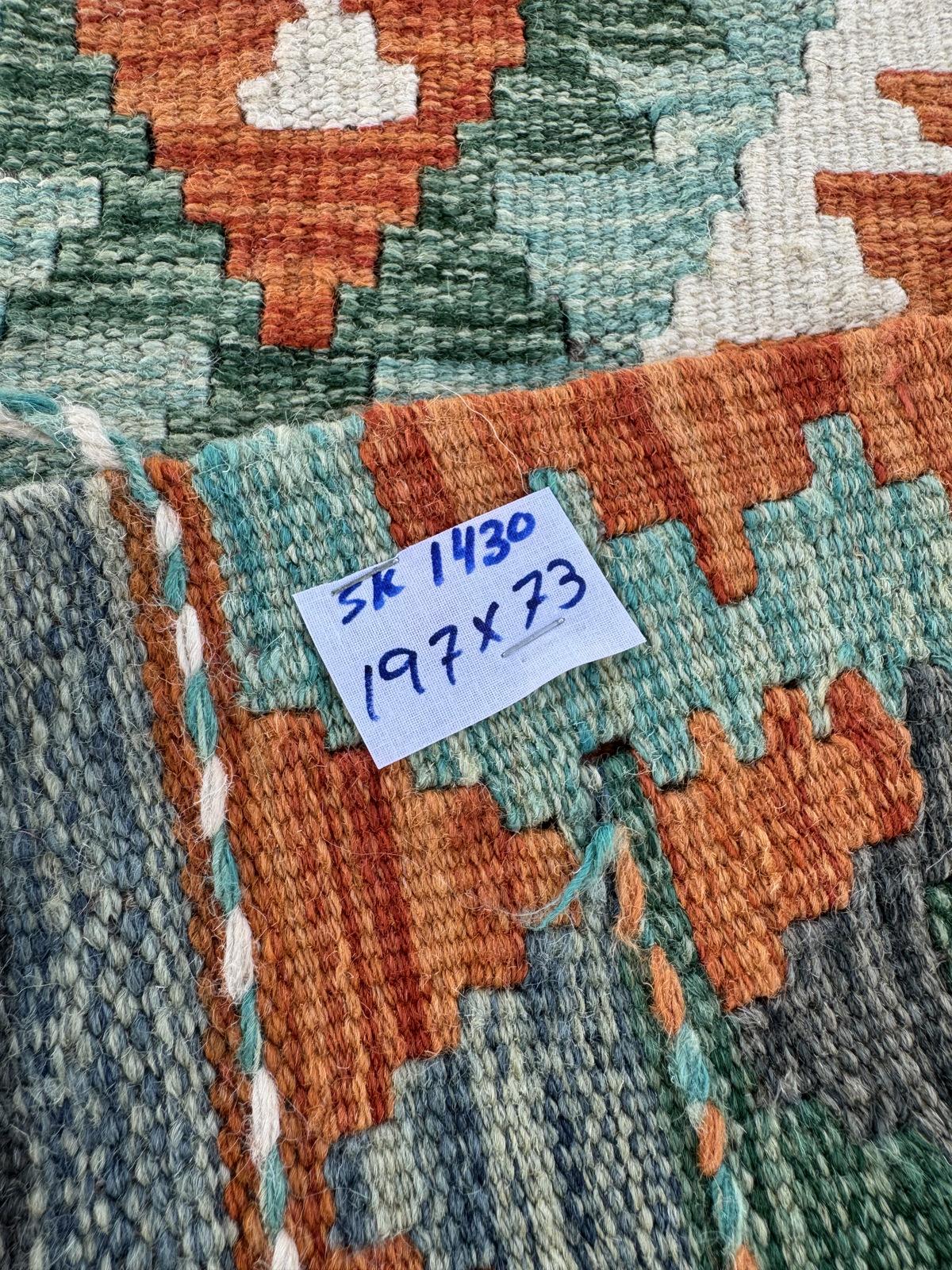 Handmade Afghan Chobi Kilim Runner Rug 197 CM x 73 CM SK#1430