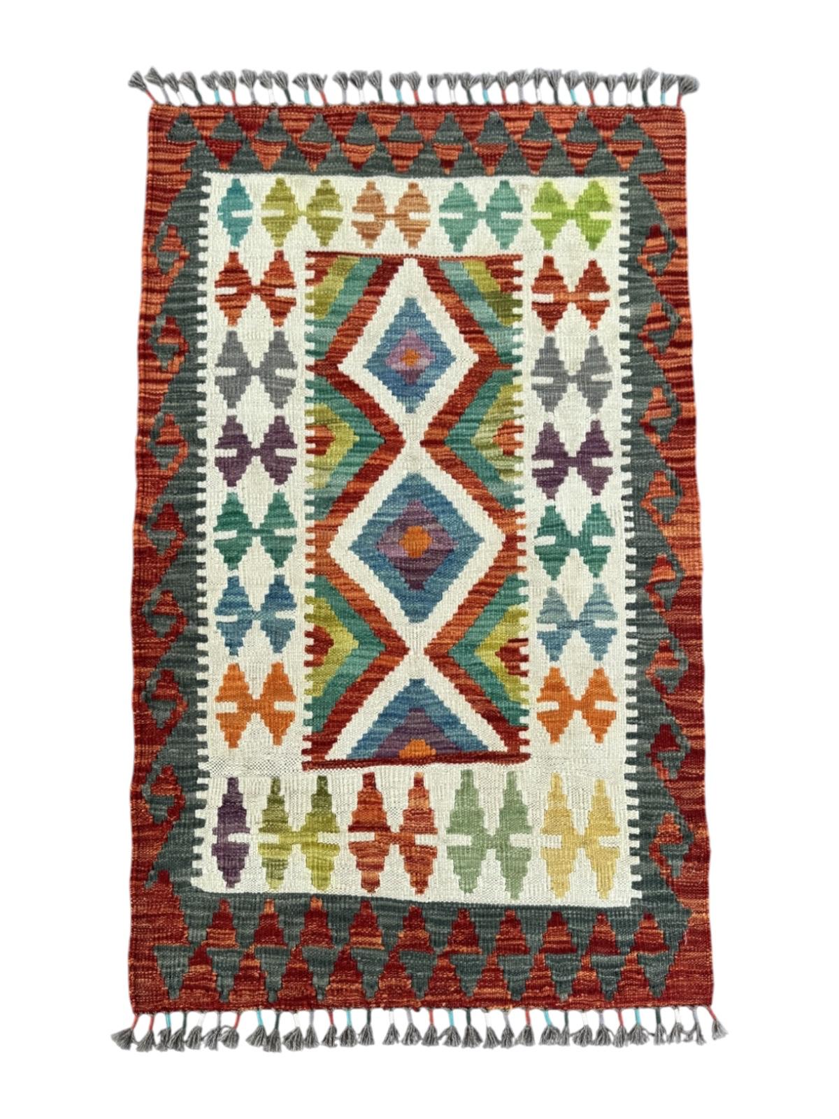 Handmade Afghan Chobi Kilim Runner Rug 125 CM x 84 CM SK#1431