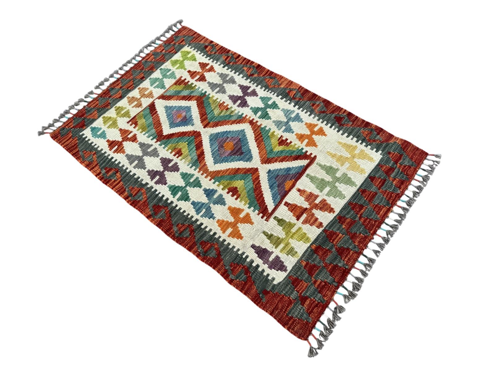 Handmade Afghan Chobi Kilim Runner Rug 125 CM x 84 CM SK#1431