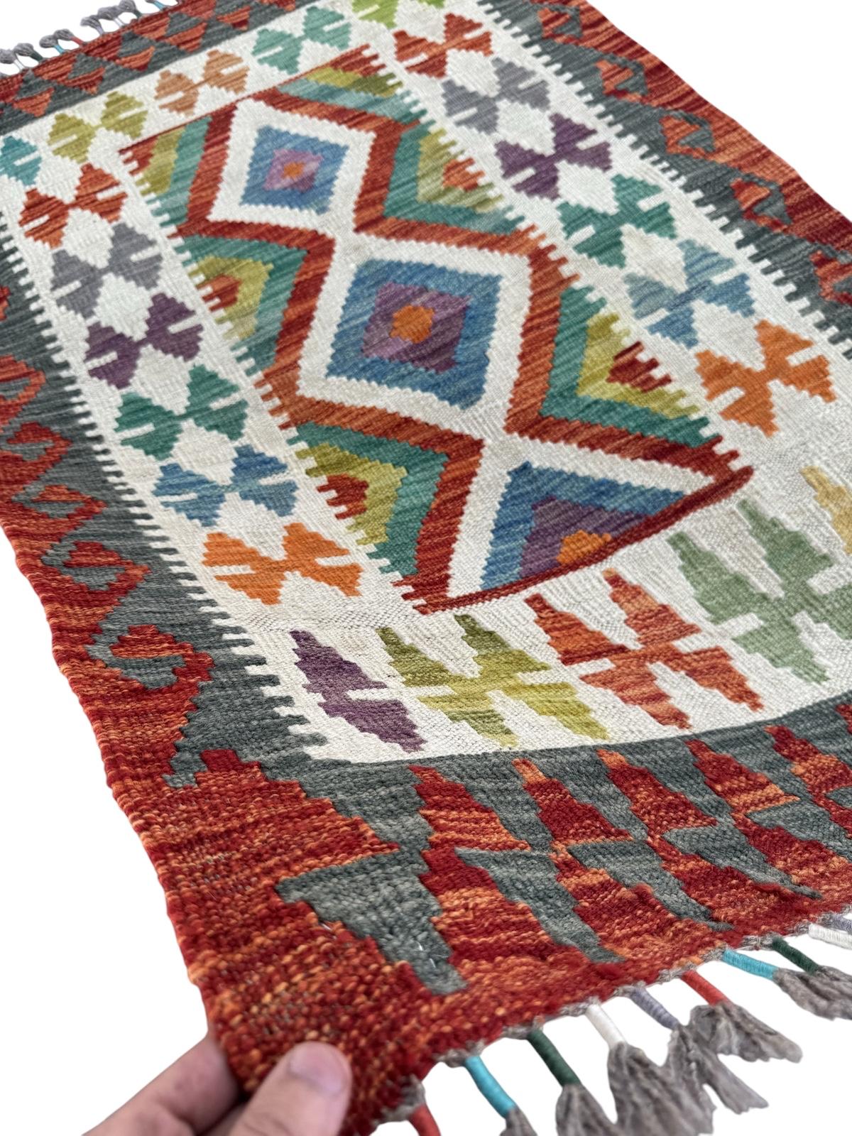 Handmade Afghan Chobi Kilim Runner Rug 125 CM x 84 CM SK#1431