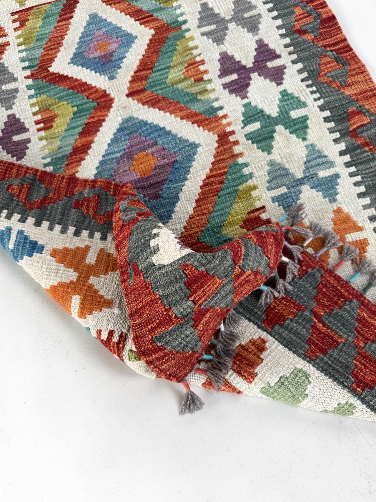 Handmade Afghan Chobi Kilim Runner Rug 125 CM x 84 CM SK#1431