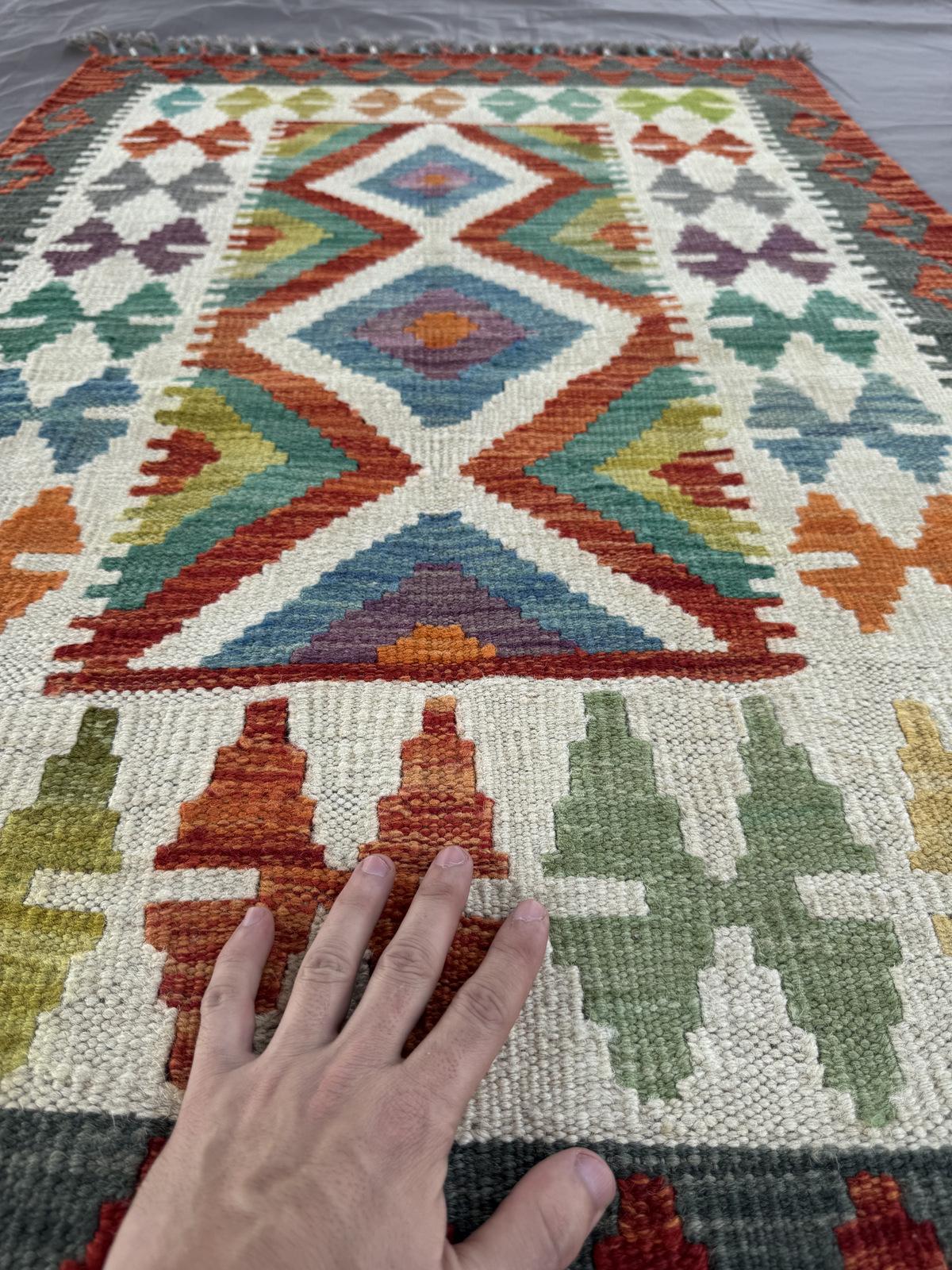 Handmade Afghan Chobi Kilim Runner Rug 125 CM x 84 CM SK#1431