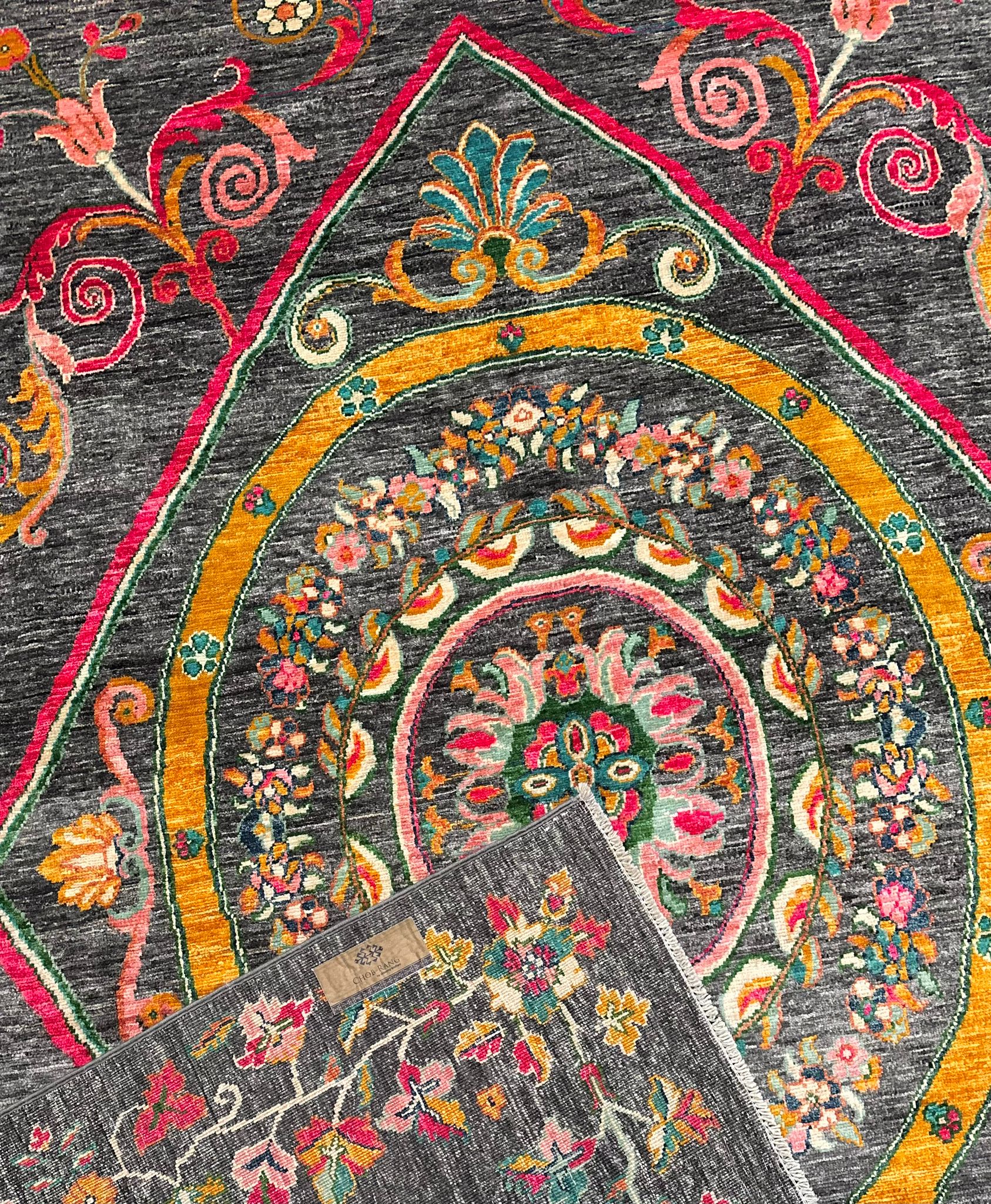 Hand-Knotted Kuchi Designed Rangarang Chobi Wool Rug 285 CM x 205 CM SK#10340