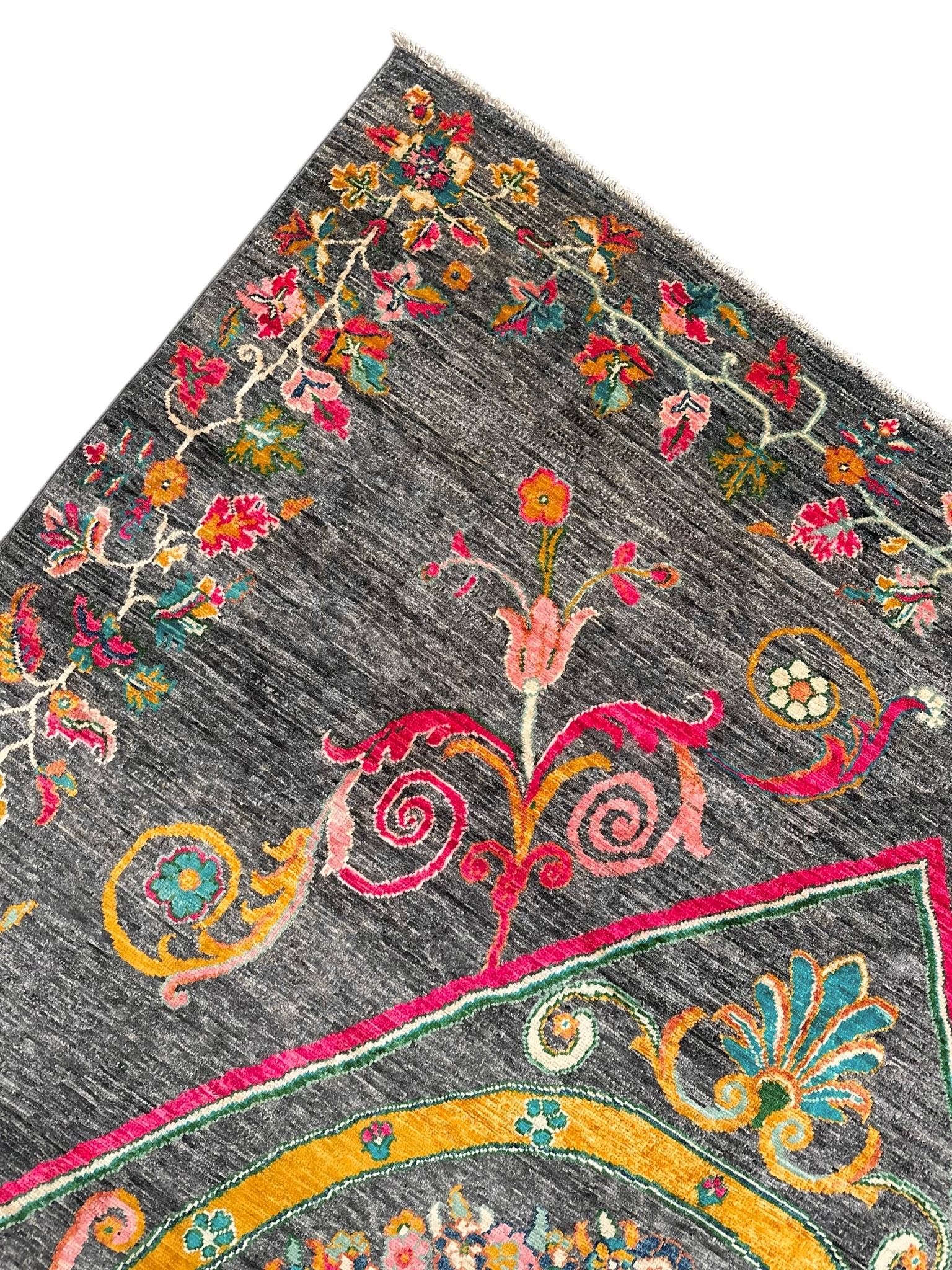 Hand-Knotted Kuchi Designed Rangarang Chobi Wool Rug 242 CM x 160 CM SK#10467