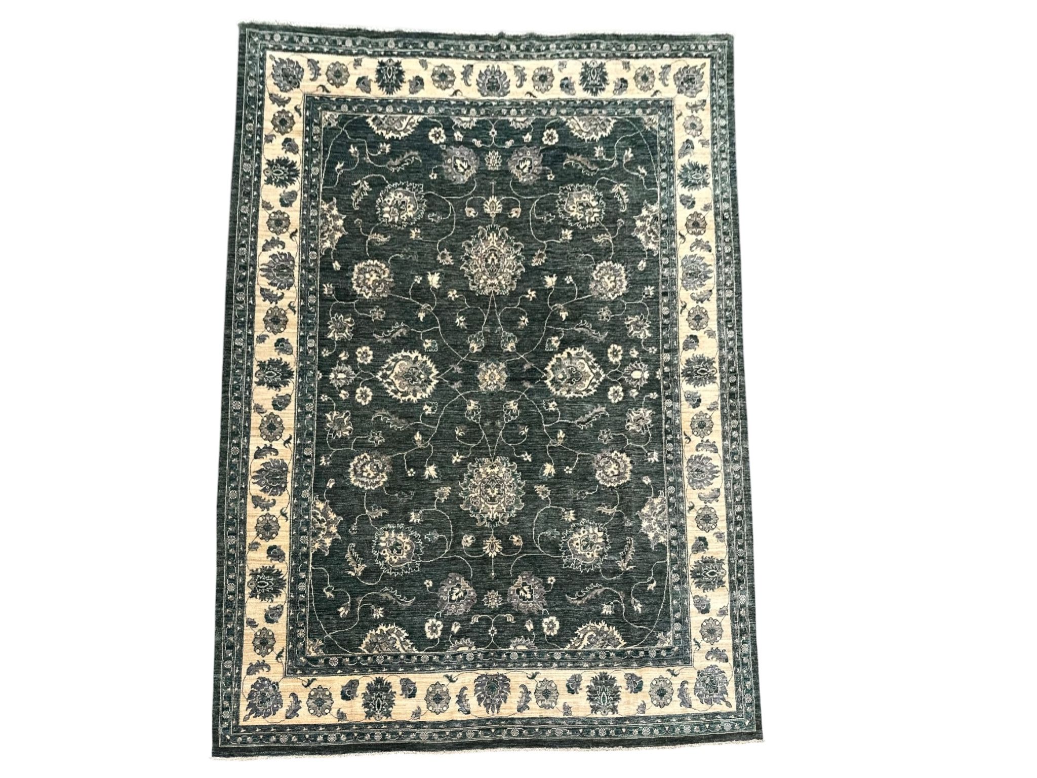 Hand-Knotted Green Chobi Wool Rug 324 CM x 244 CM SK#10546