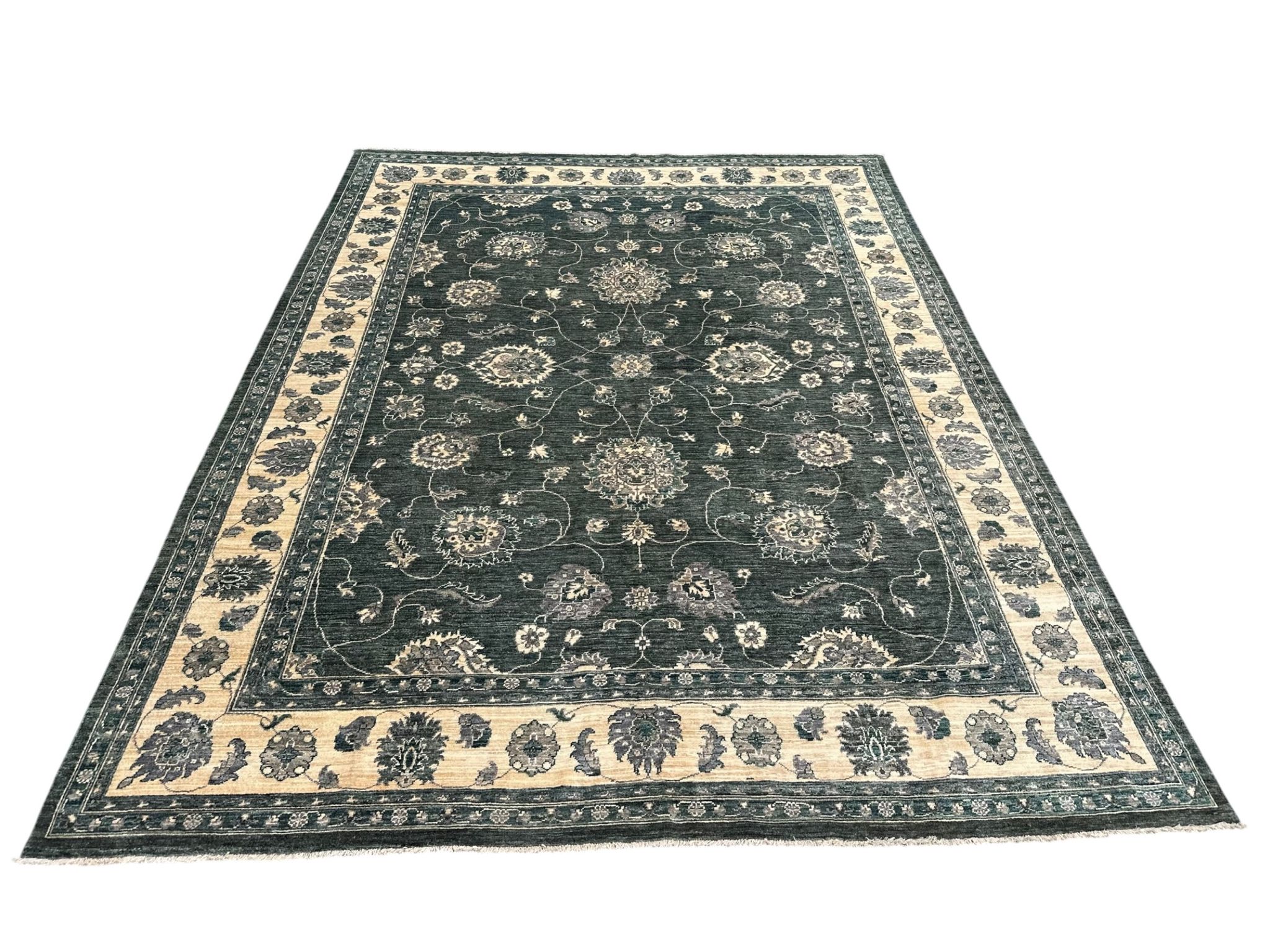 Hand-Knotted Green Chobi Wool Rug 324 CM x 244 CM SK#10546