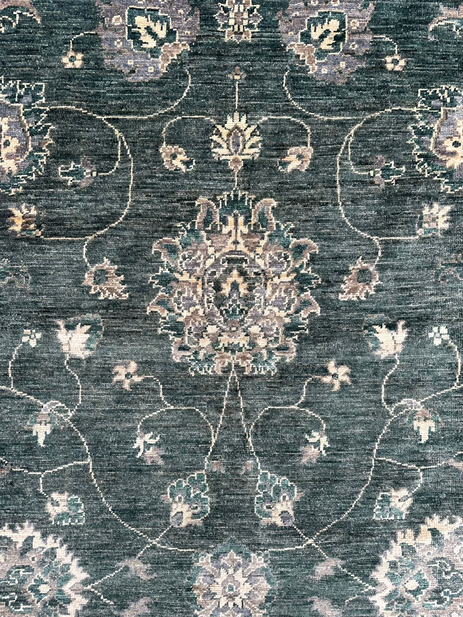 Hand-Knotted Green Chobi Wool Rug 324 CM x 244 CM SK#10546