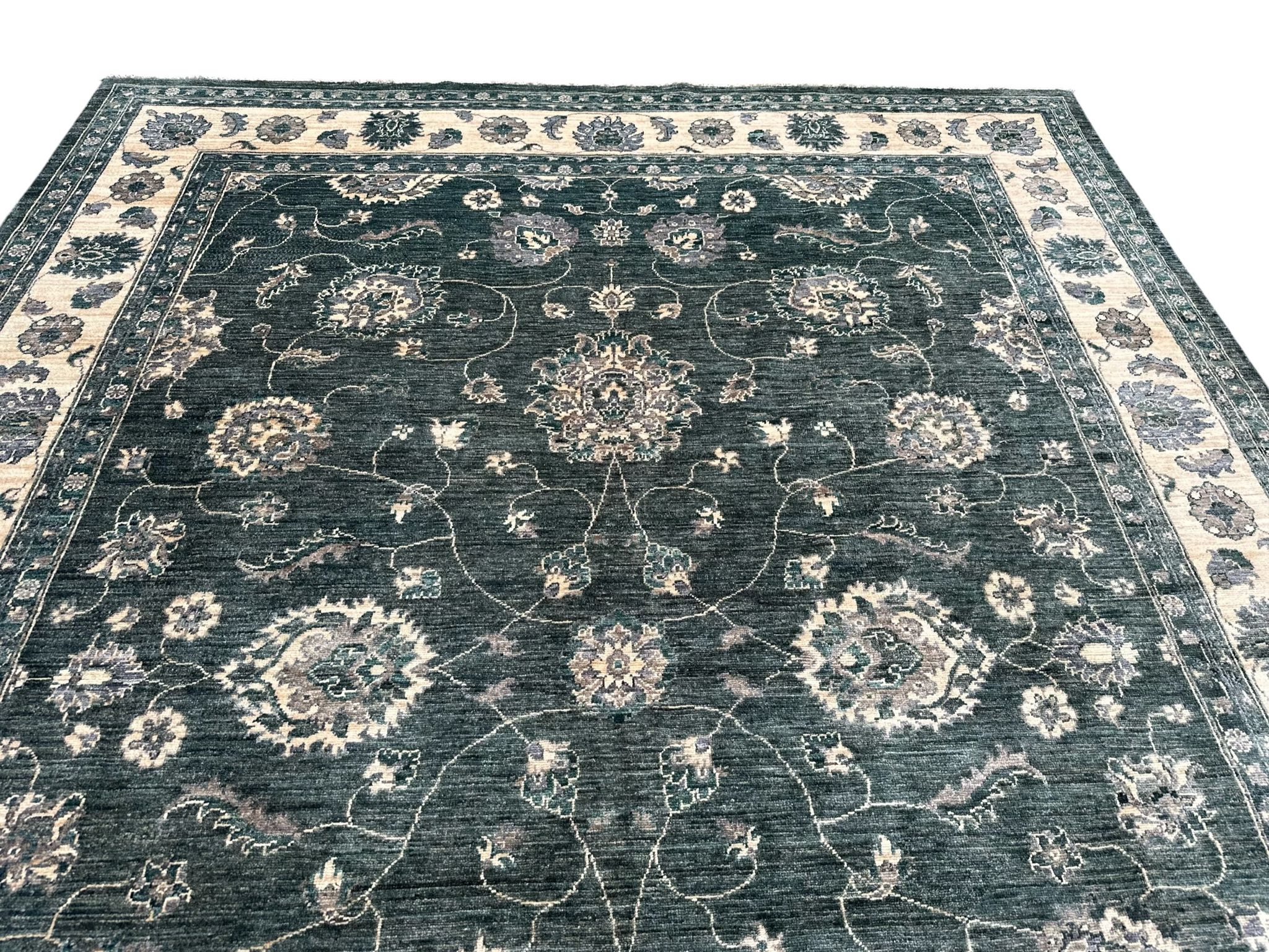 Hand-Knotted Green Chobi Wool Rug 324 CM x 244 CM SK#10546