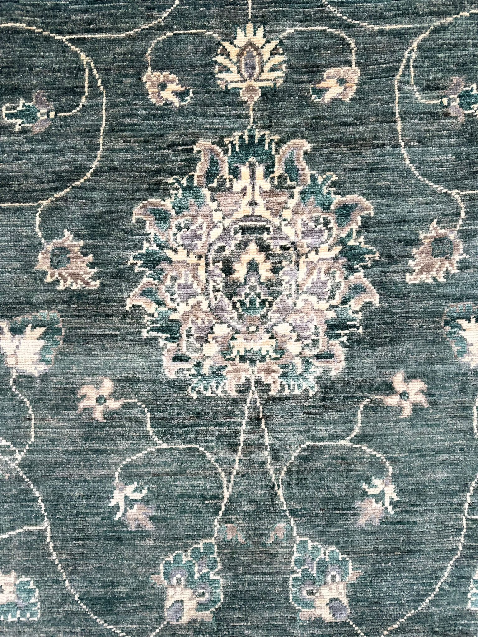 Hand-Knotted Green Chobi Wool Rug 324 CM x 244 CM SK#10546