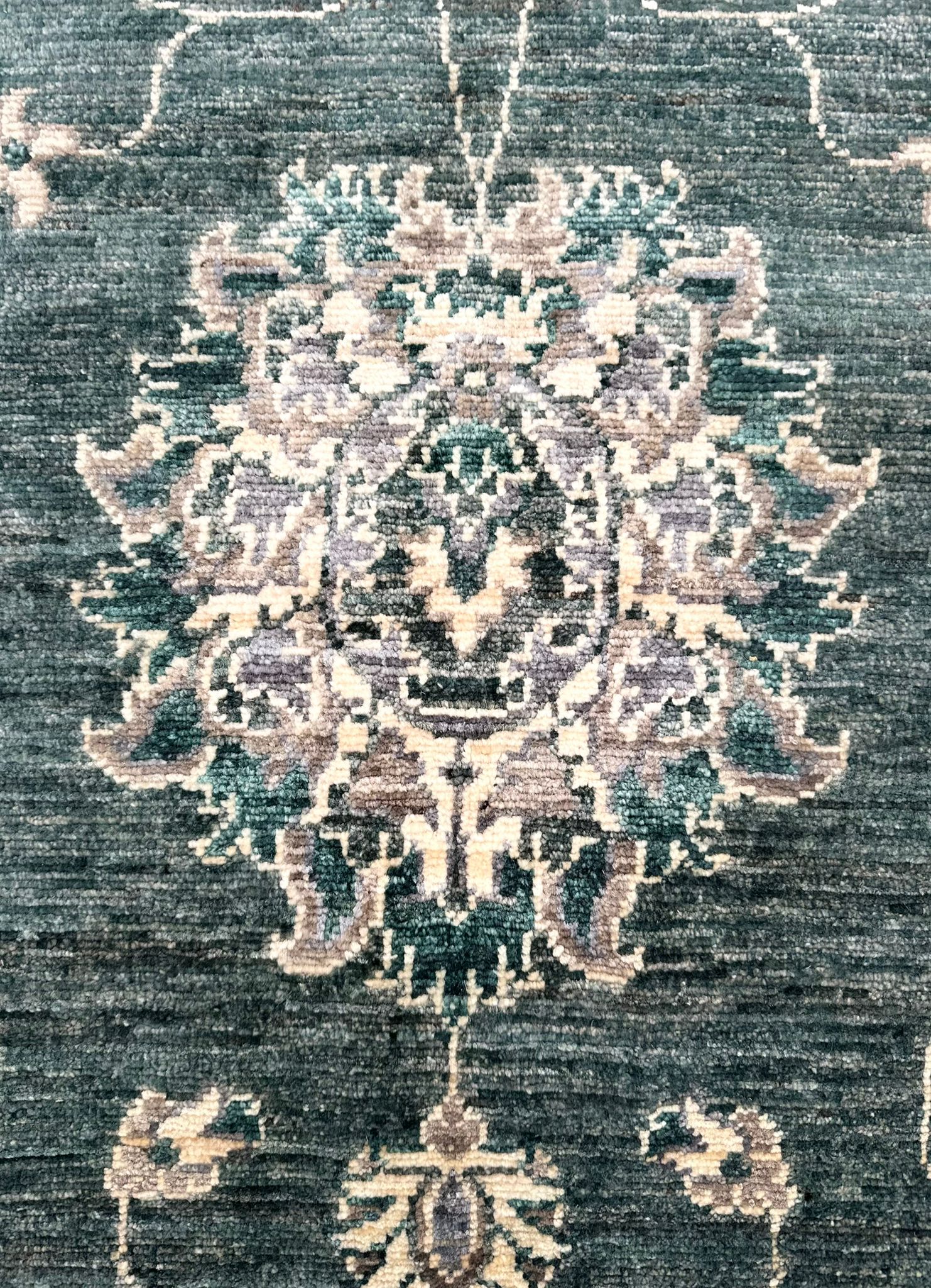 Hand-Knotted Green Chobi Wool Rug 324 CM x 244 CM SK#10546