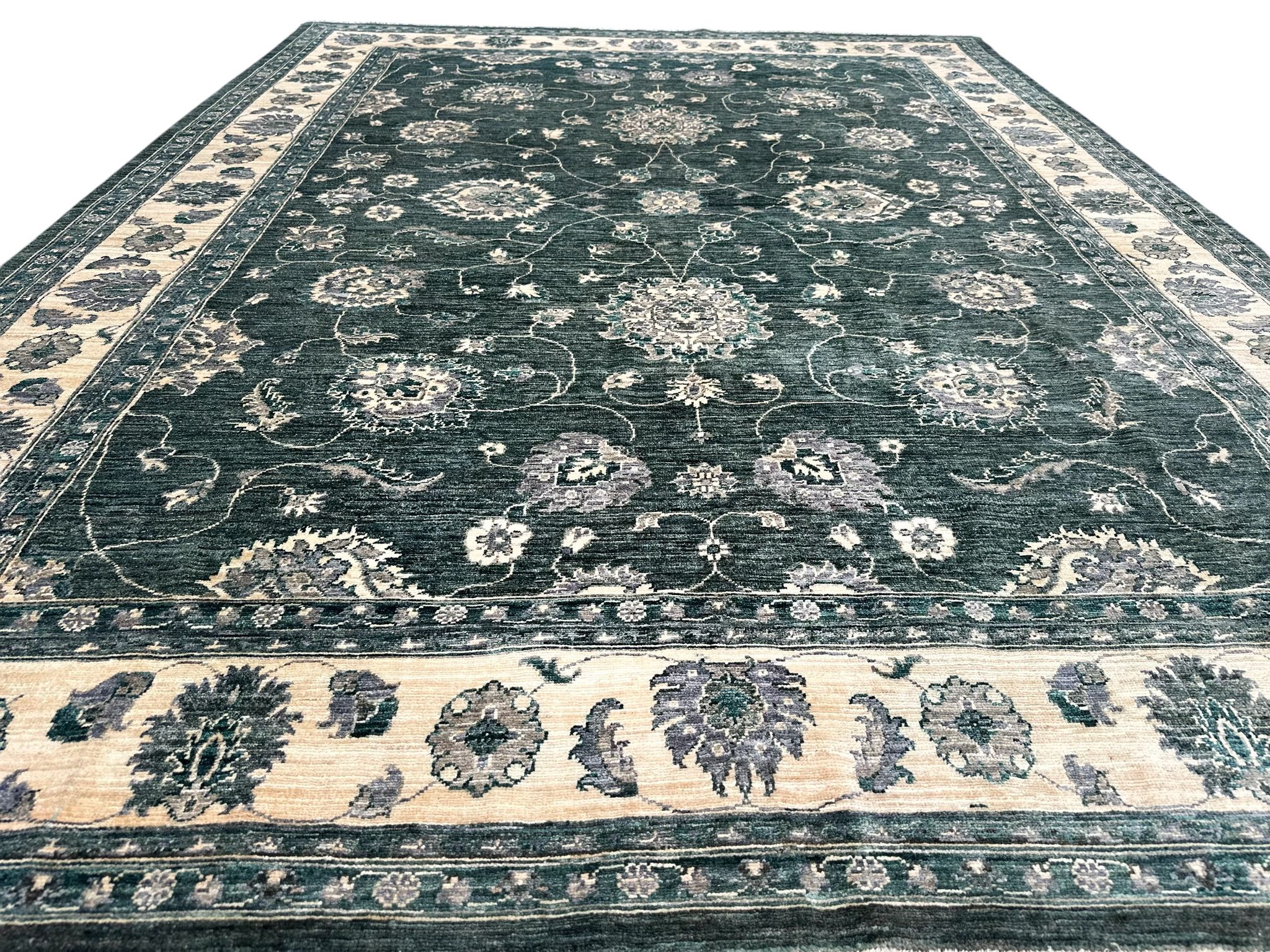 Hand-Knotted Green Chobi Wool Rug 324 CM x 244 CM SK#10546