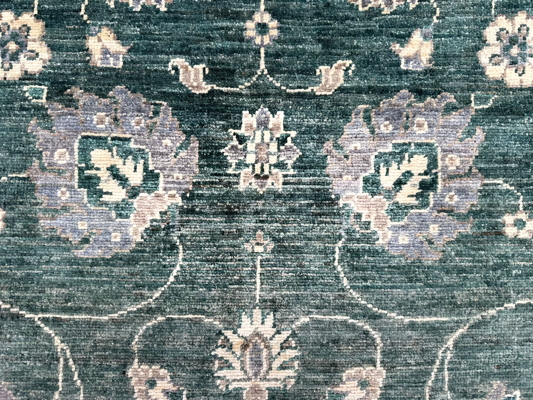 Hand-Knotted Green Chobi Wool Rug 324 CM x 244 CM SK#10546