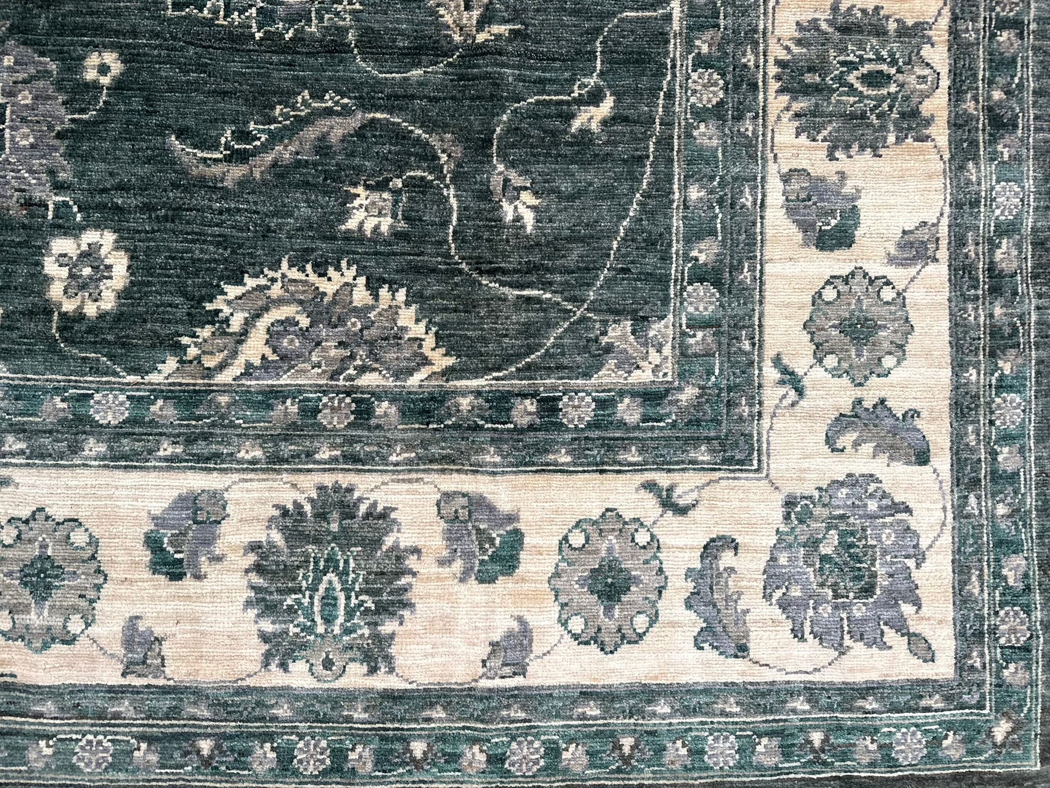 Hand-Knotted Green Chobi Wool Rug 324 CM x 244 CM SK#10546