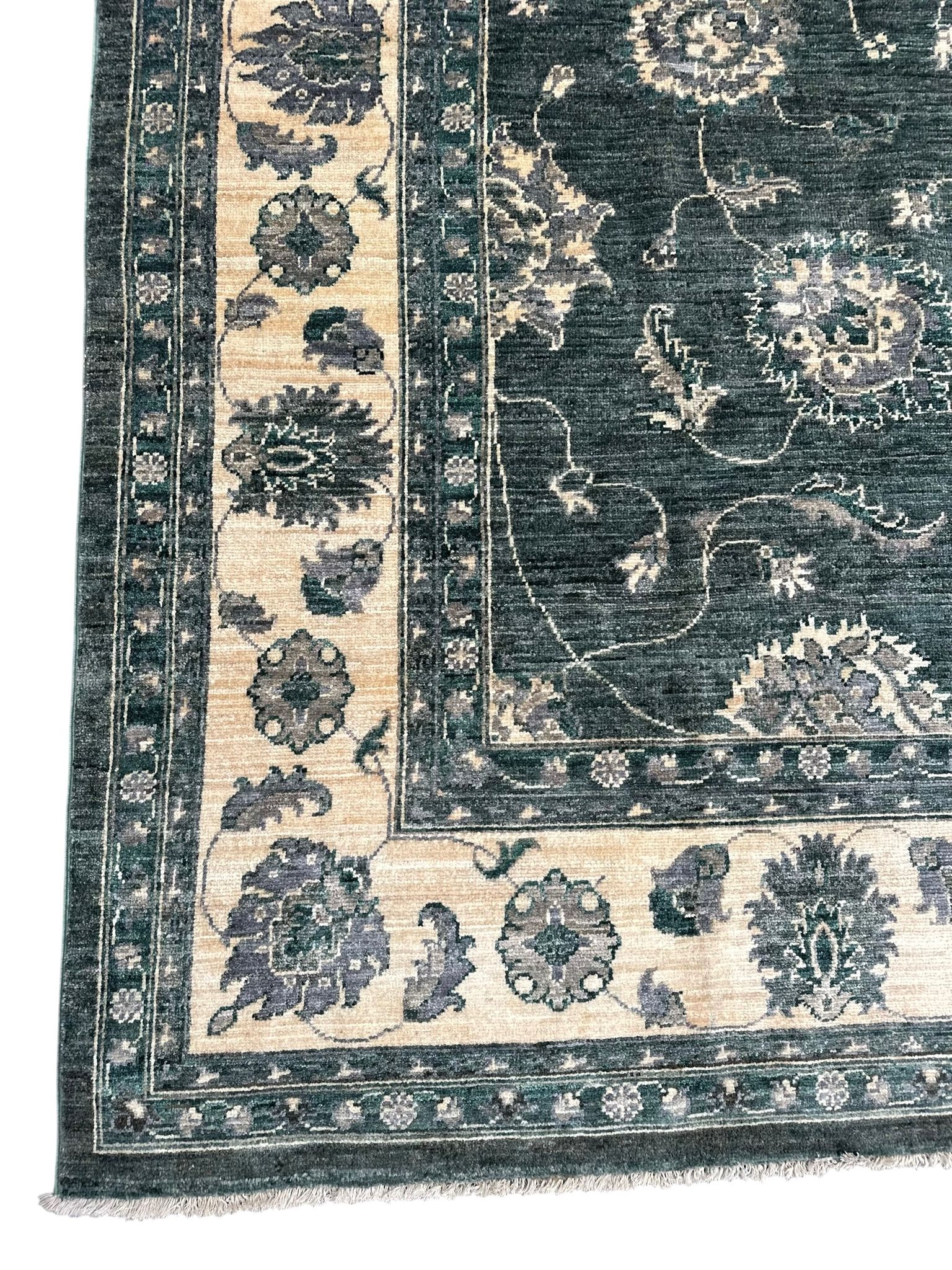 Hand-Knotted Green Chobi Wool Rug 324 CM x 244 CM SK#10546