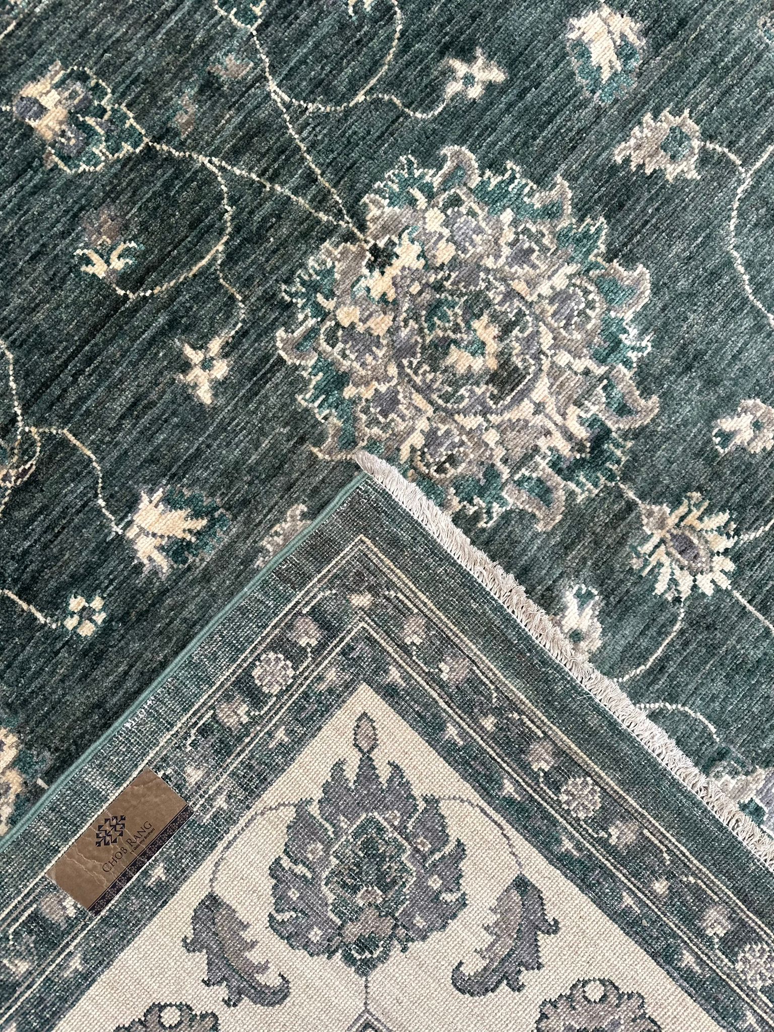 Hand-Knotted Green Chobi Wool Rug 324 CM x 244 CM SK#10546
