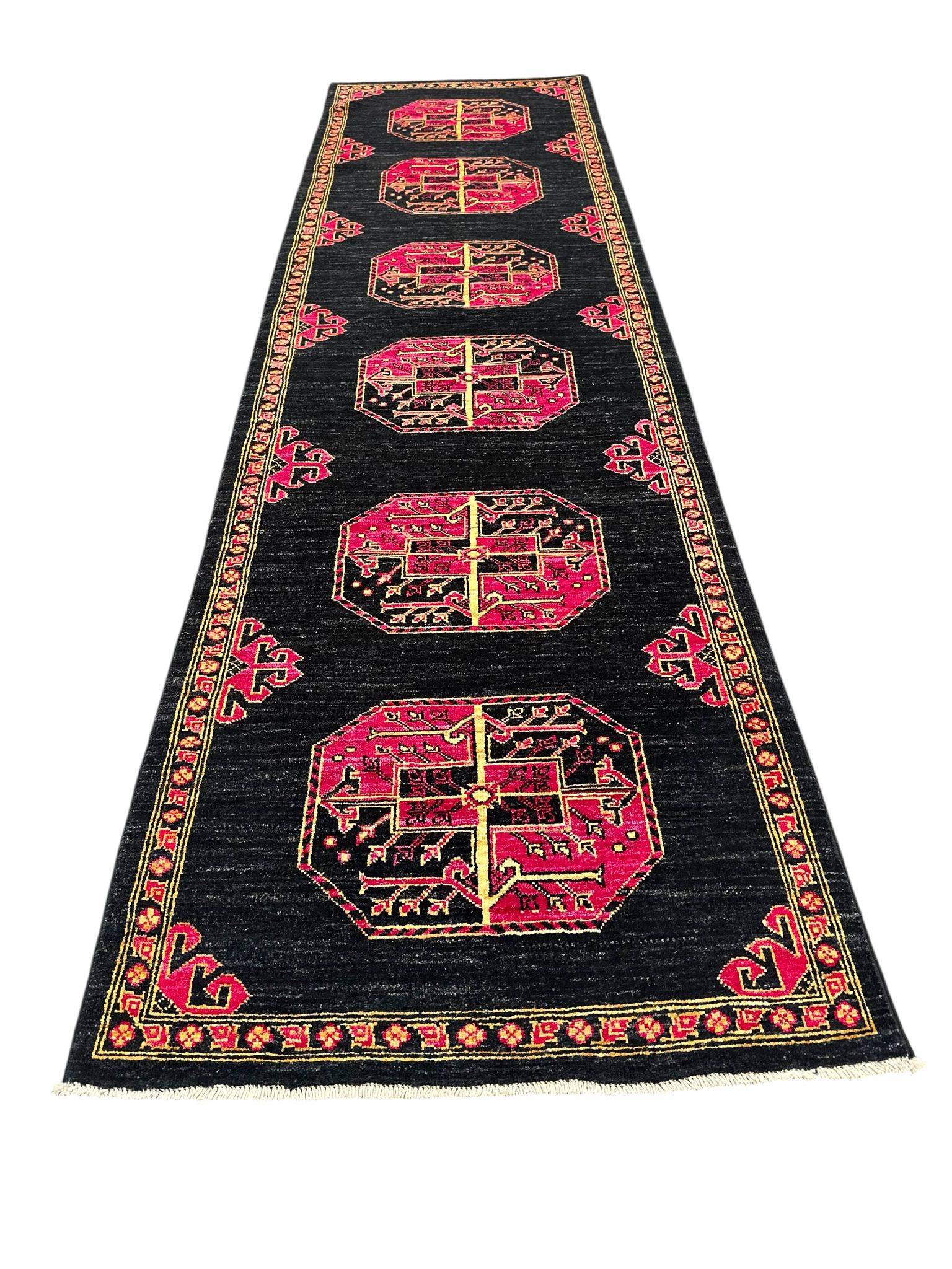 Hand-Knotted Afghan Rangarang Chobi Hallway Runner Rug 290 CM x 80 CM SK#10323
