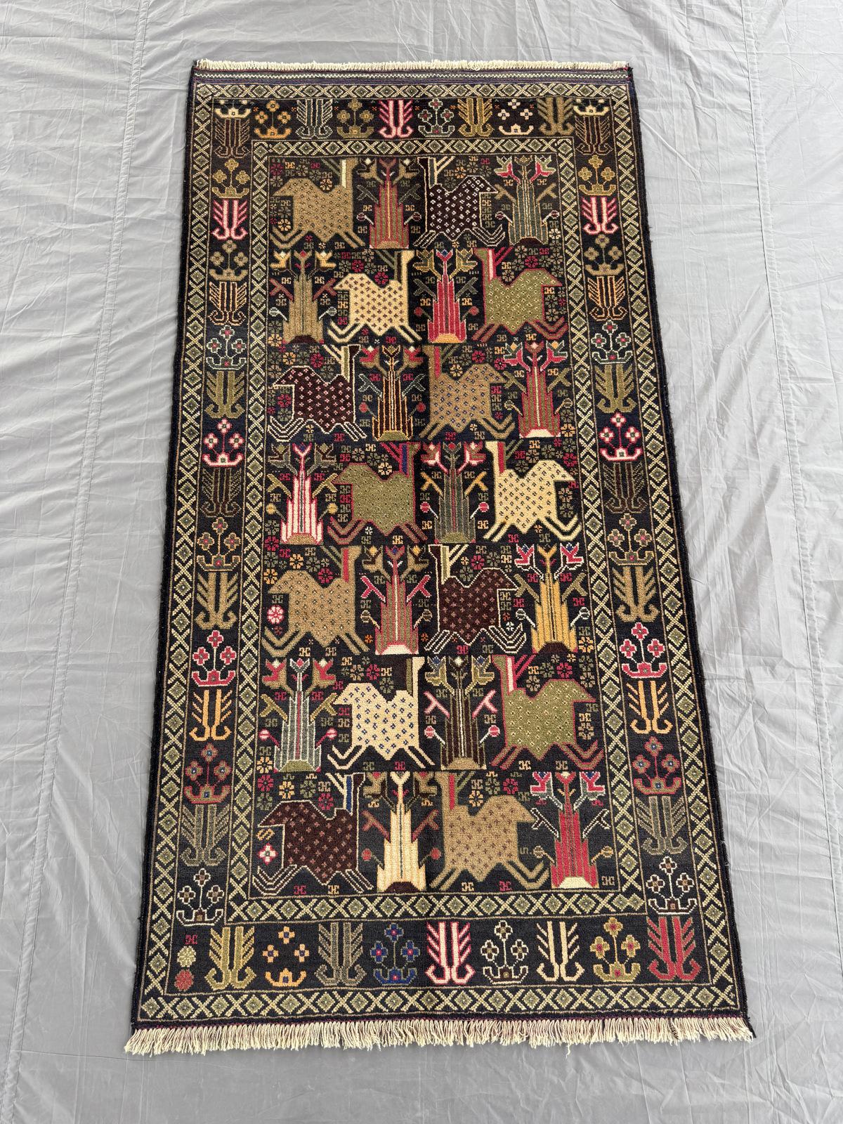 Handmade Traditional Afghan Balochi Rug 204 CM x 105 SK#1477