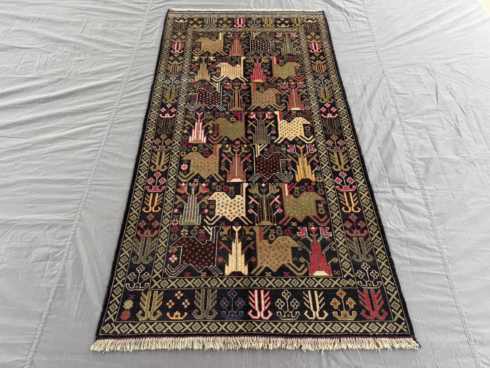 Handmade Traditional Afghan Balochi Rug 204 CM x 105 SK#1477