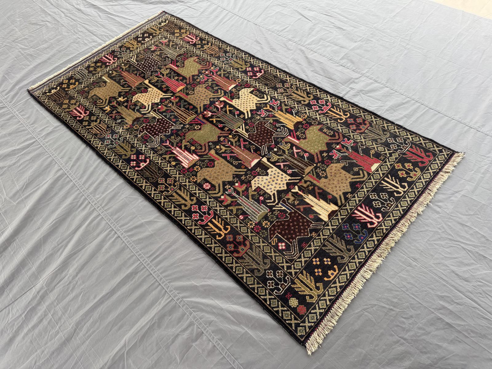 Handmade Traditional Afghan Balochi Rug 204 CM x 105 SK#1477