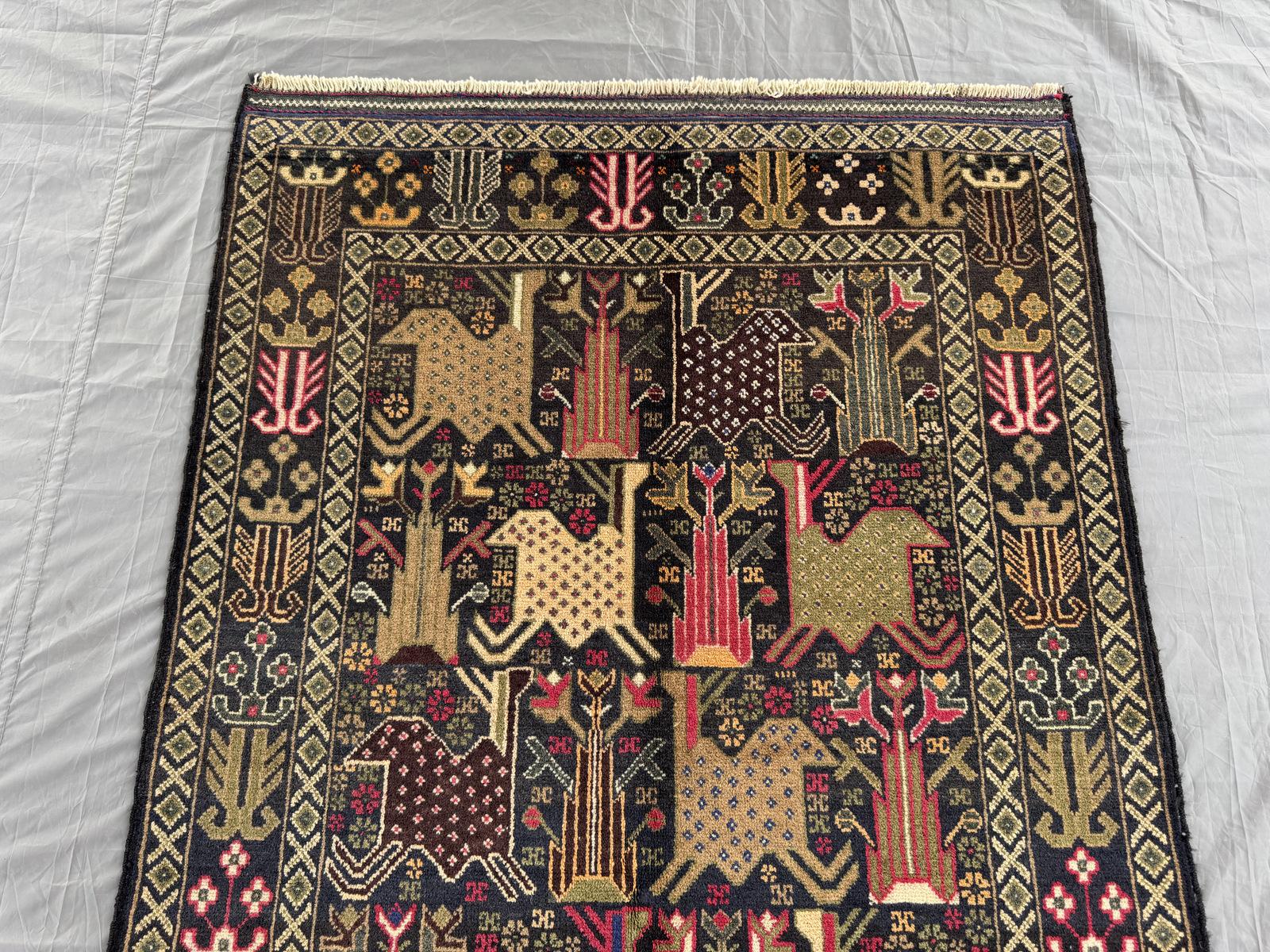 Handmade Traditional Afghan Balochi Rug 204 CM x 105 SK#1477